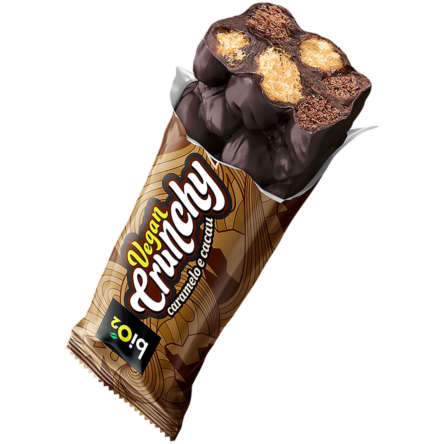 Barra de Proteína Bio2 Vegan Crunchy Caramelo e Cacau 28g com Cobertura de Chocolate Meio Amargo - Foto 2