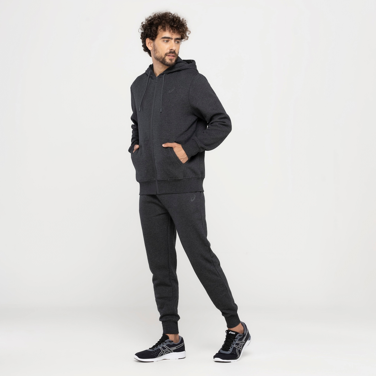 Jaqueta Masculina ASICS com Capuz Moletom Canguru Fleece - Foto 4