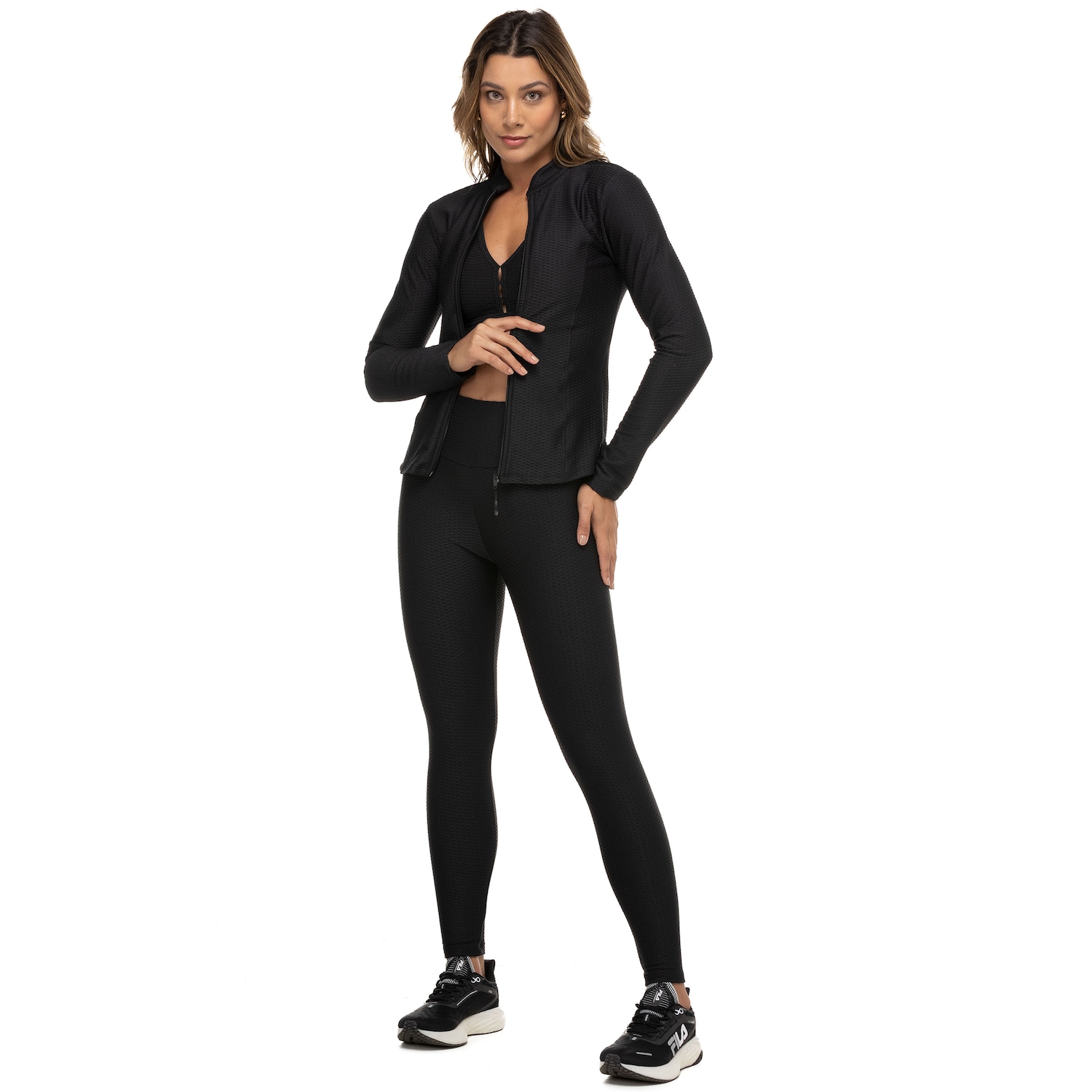Calça Legging Oxer Feminina Textura Baixa Compressão Cós Médio New - Foto 5