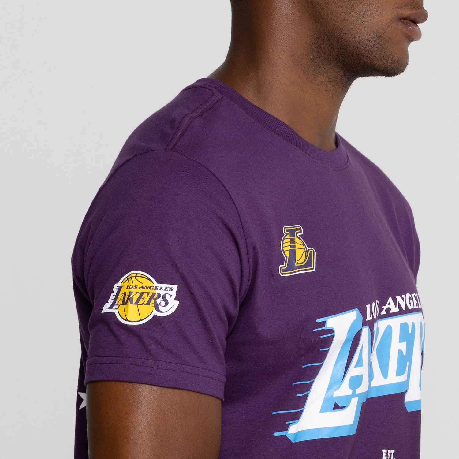 Camiseta Los Angeles Lakers Masculina NBA Manga Curta Nb439 - Foto 5