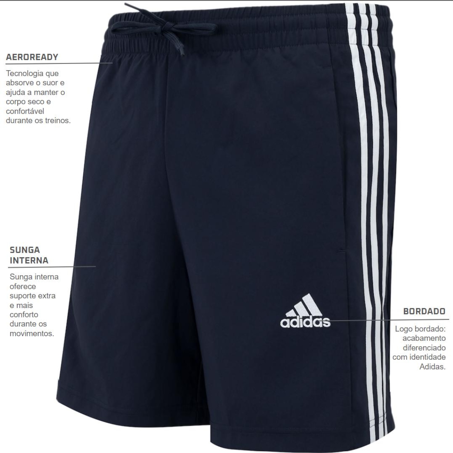 Bermuda adidas Masculina Chelsea 3 Listras - Foto 2