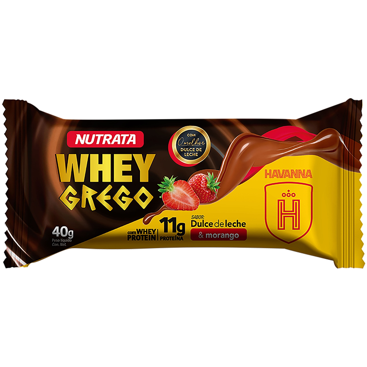 Barra de Proteína Whey Grego Doce de Leite com Morango Havanna Nutrata 40g - Foto 1