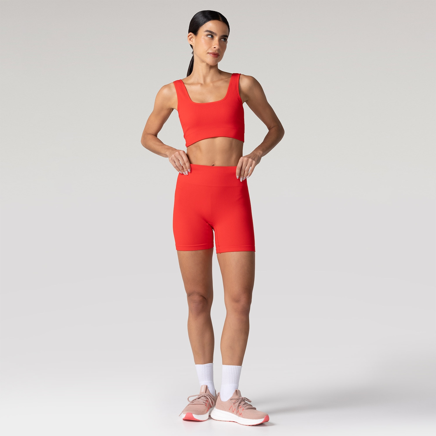 Short Feminino Oxer Canelado Sem Costura - Foto 3