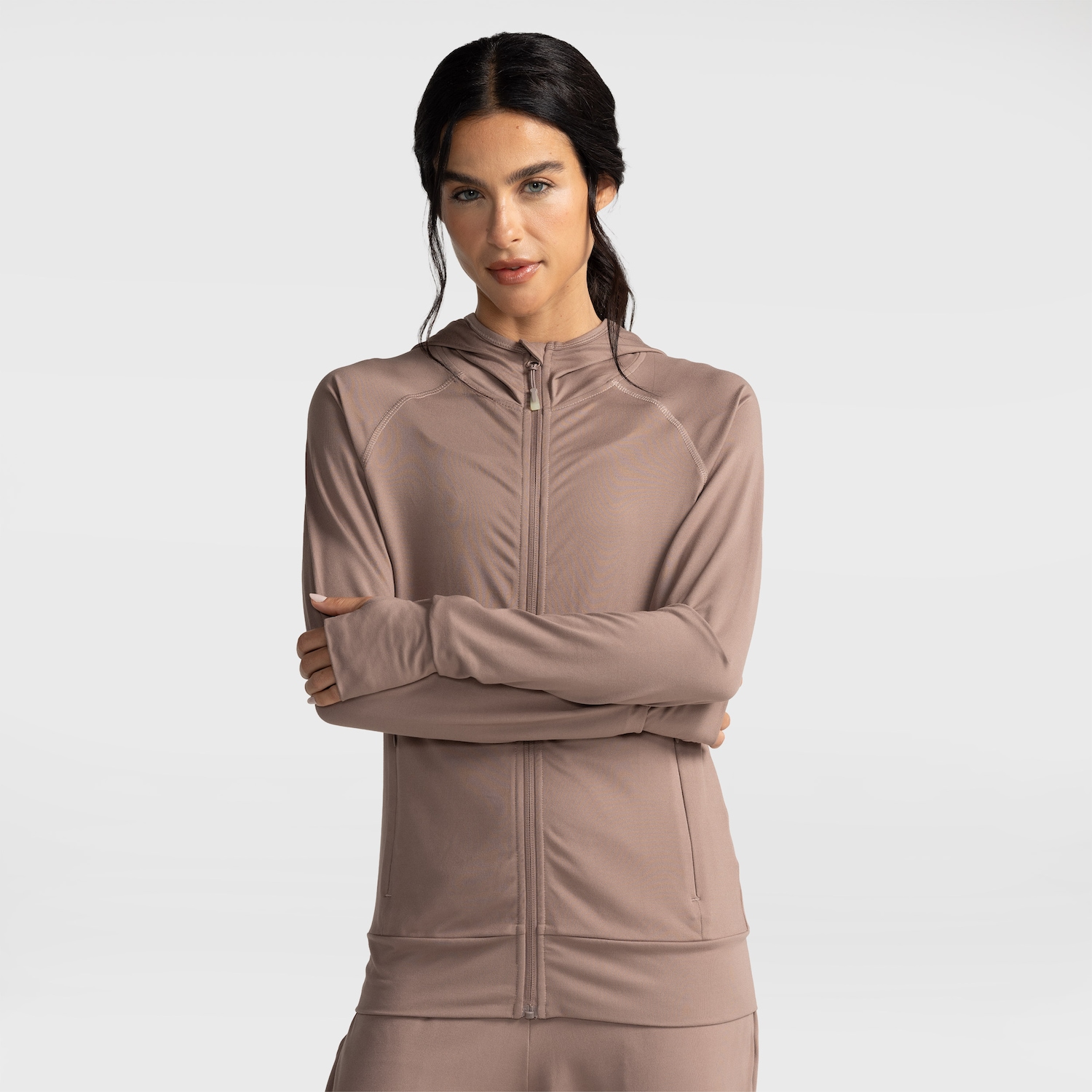 Jaqueta Oxer com Capuz Jogging com Bolso Seguro -Feminina - Foto 1