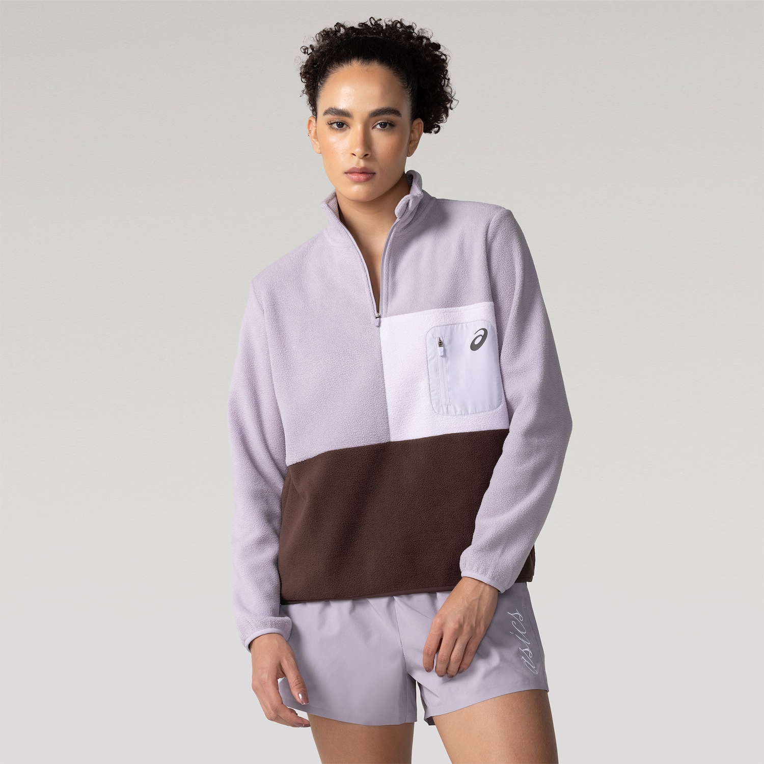 Blusão Feminino ASICS Meio Zíper Casual - Foto 1