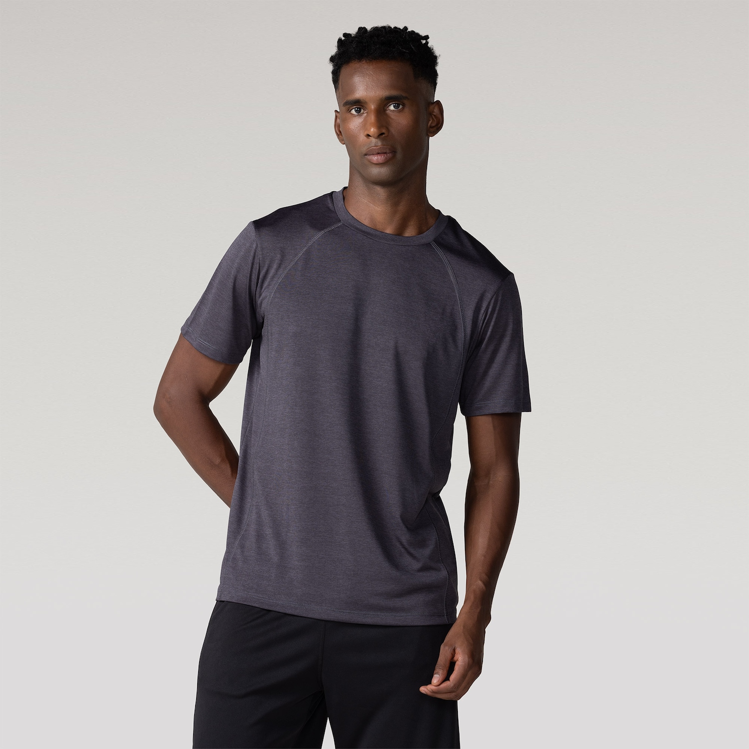 Camiseta Masculina Oxer Manga Curta Média Compressão Flat Mescla - Foto 1
