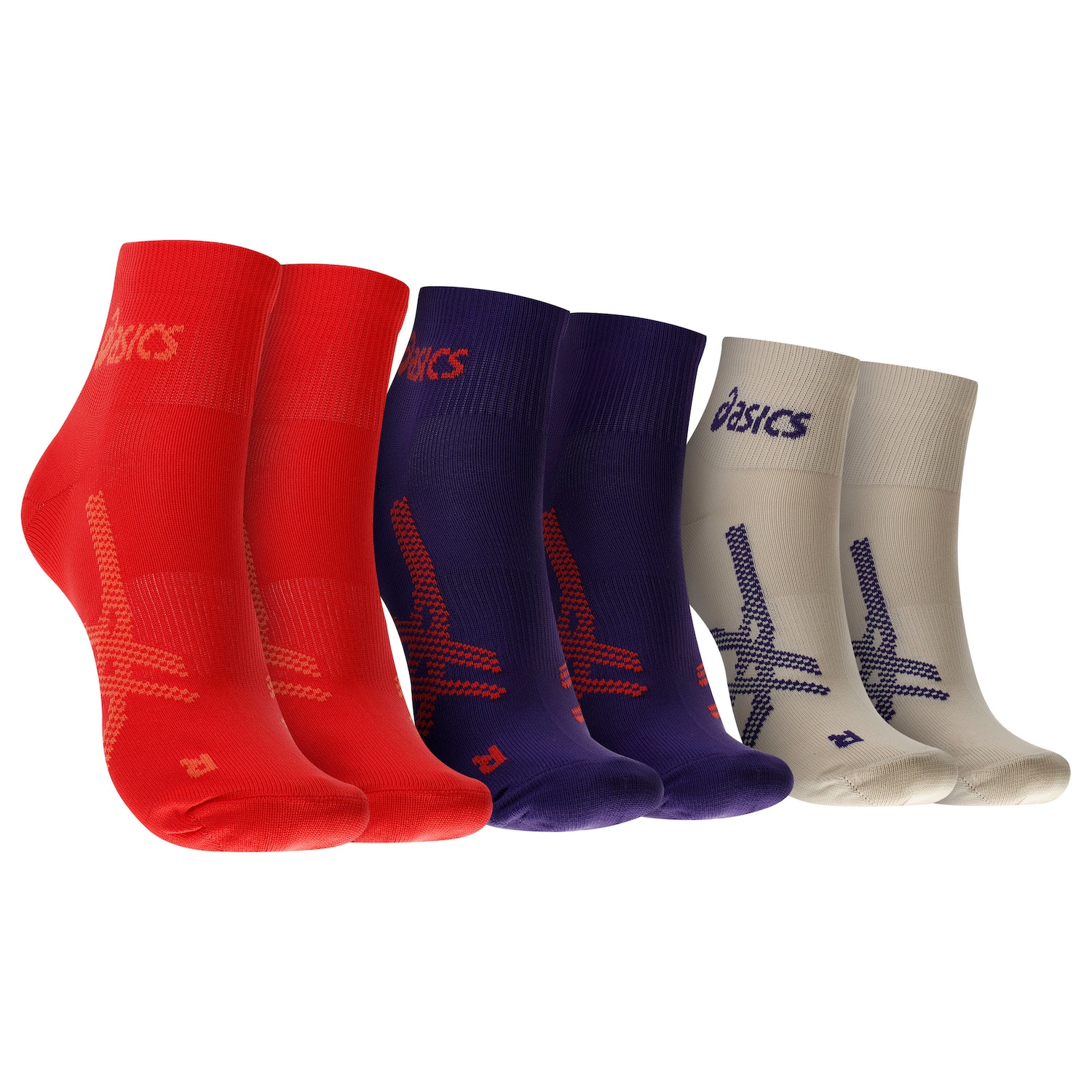 Kit 3 Pares Meias Para Corrida ASICS Cano Baixo Quarter Tamanho 34-38 Adulto - Foto 1
