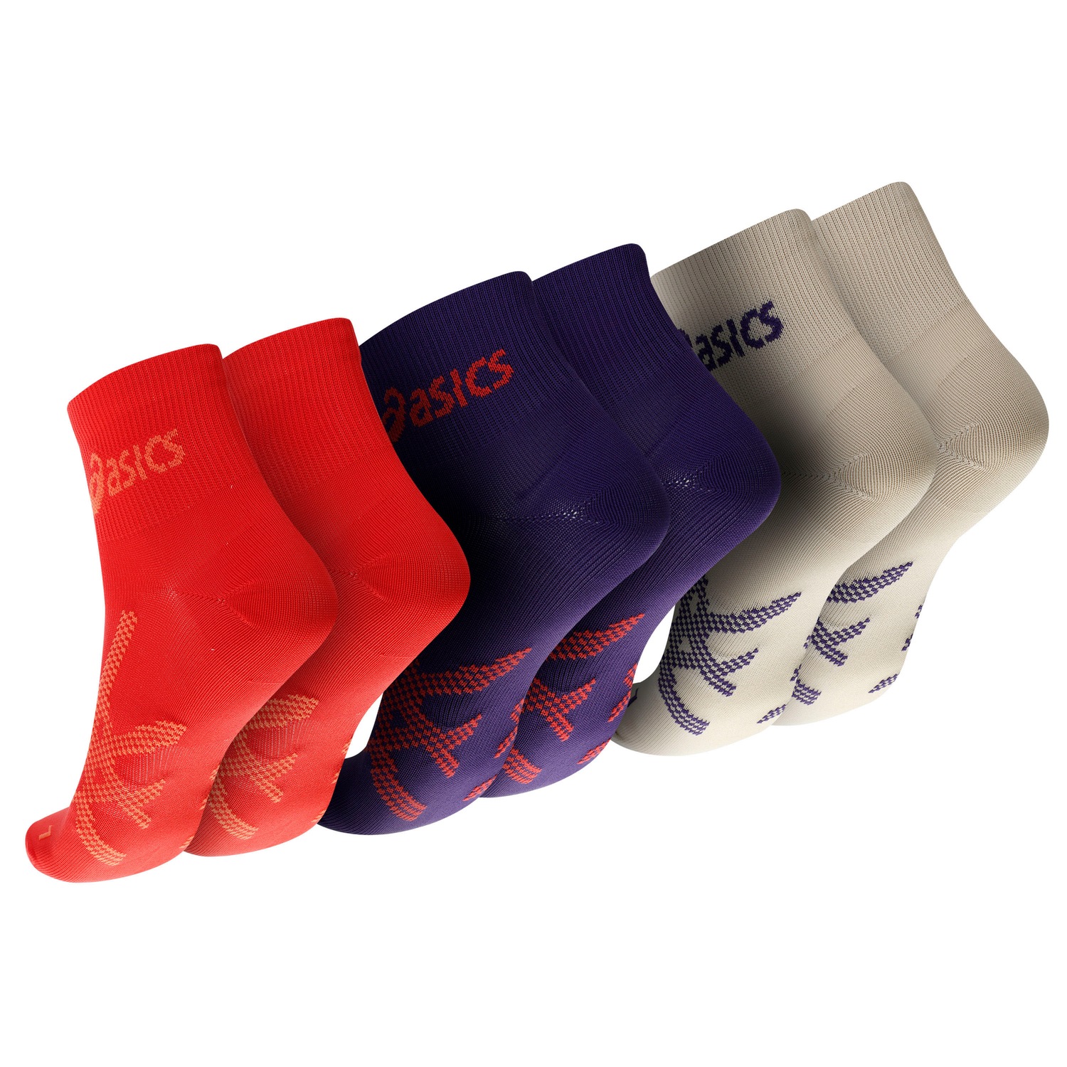 Kit 3 Pares Meias Para Corrida ASICS Cano Baixo Quarter Tamanho 34-38 Adulto - Foto 2