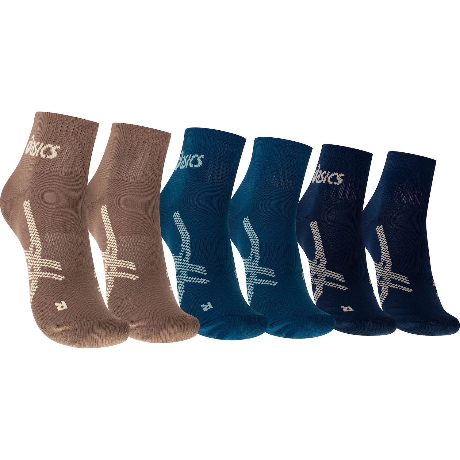 Kit 3 Pares Meias Para Corrida ASICS Cano Baixo Quarter Tamanho 34-38 Adulto - Foto 1