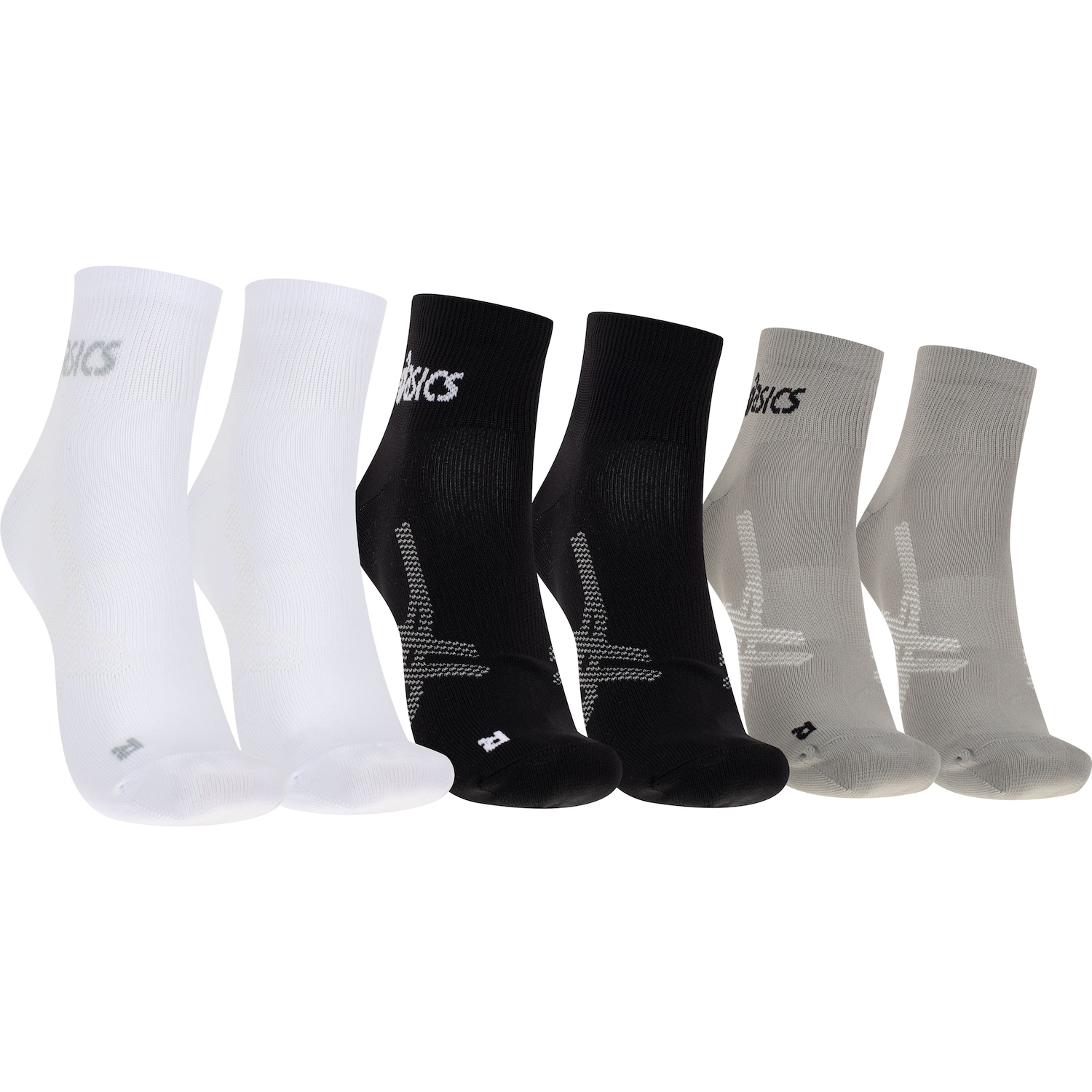 Kit 3 Pares de Meias Asics Quarter Cano Médio Adulto - Foto 1