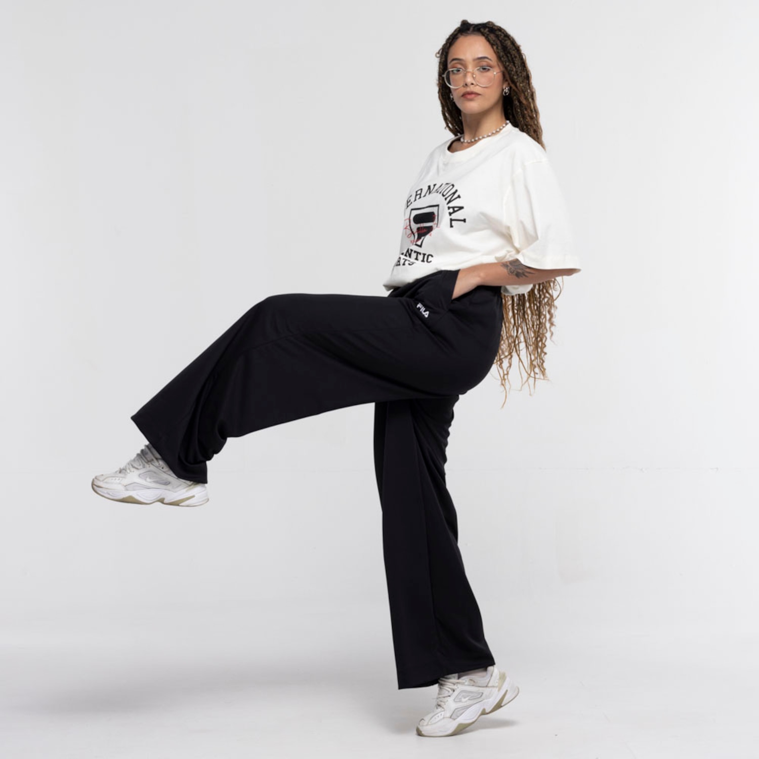 Calça Wide Leg Fila One World - Foto 1