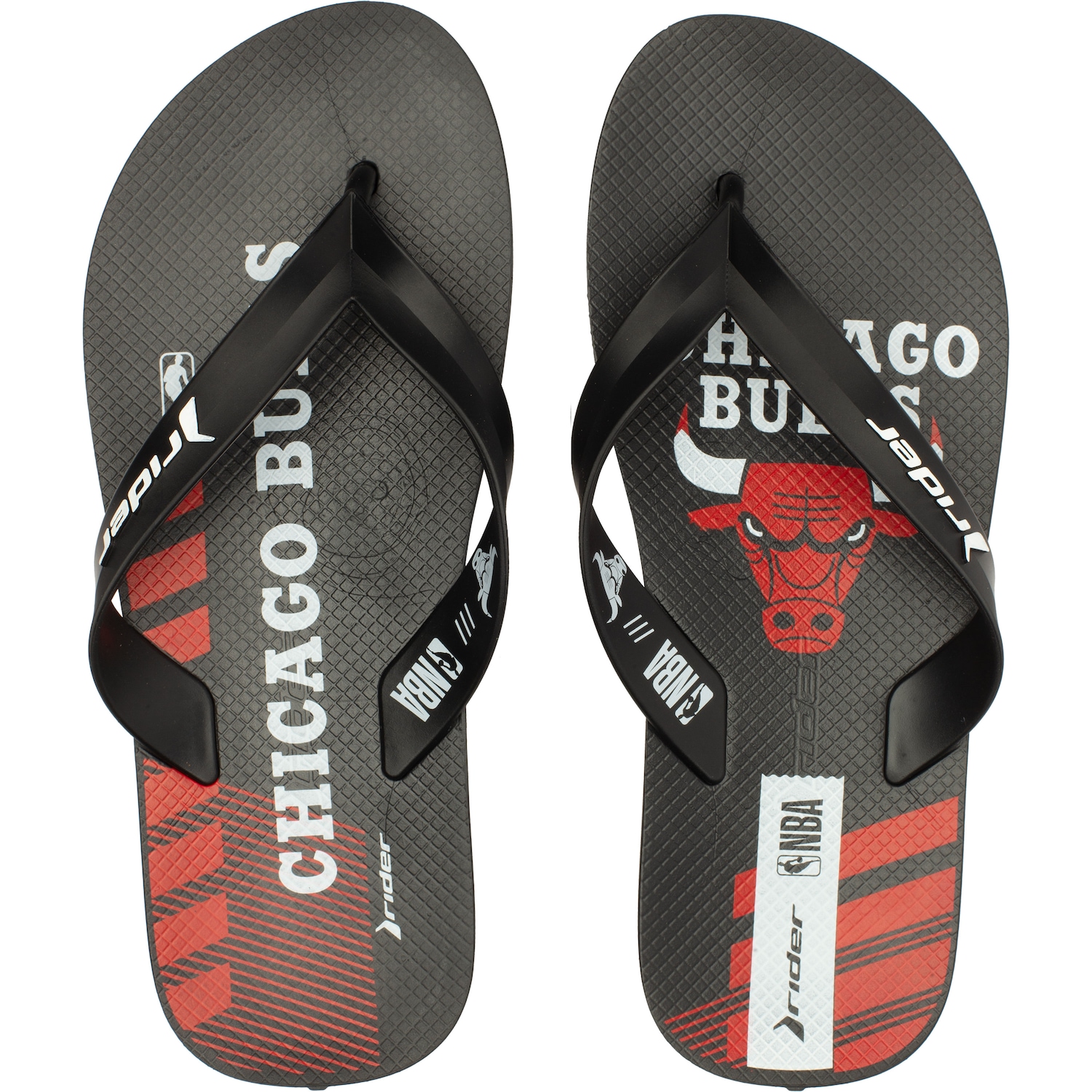 Chinelo Grendene Rider NBA Chicago Bulls Feel Dedo Adulto - Foto 1