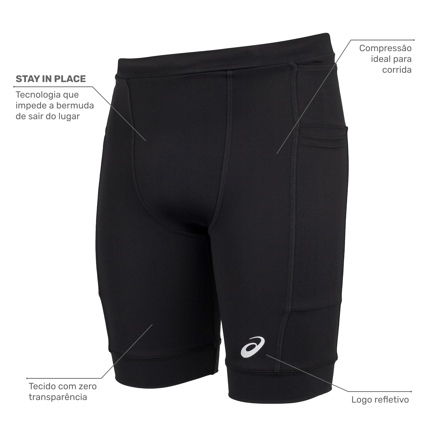 Bermuda ASICS Run Science 5 Bolsos Masculina - Foto 2