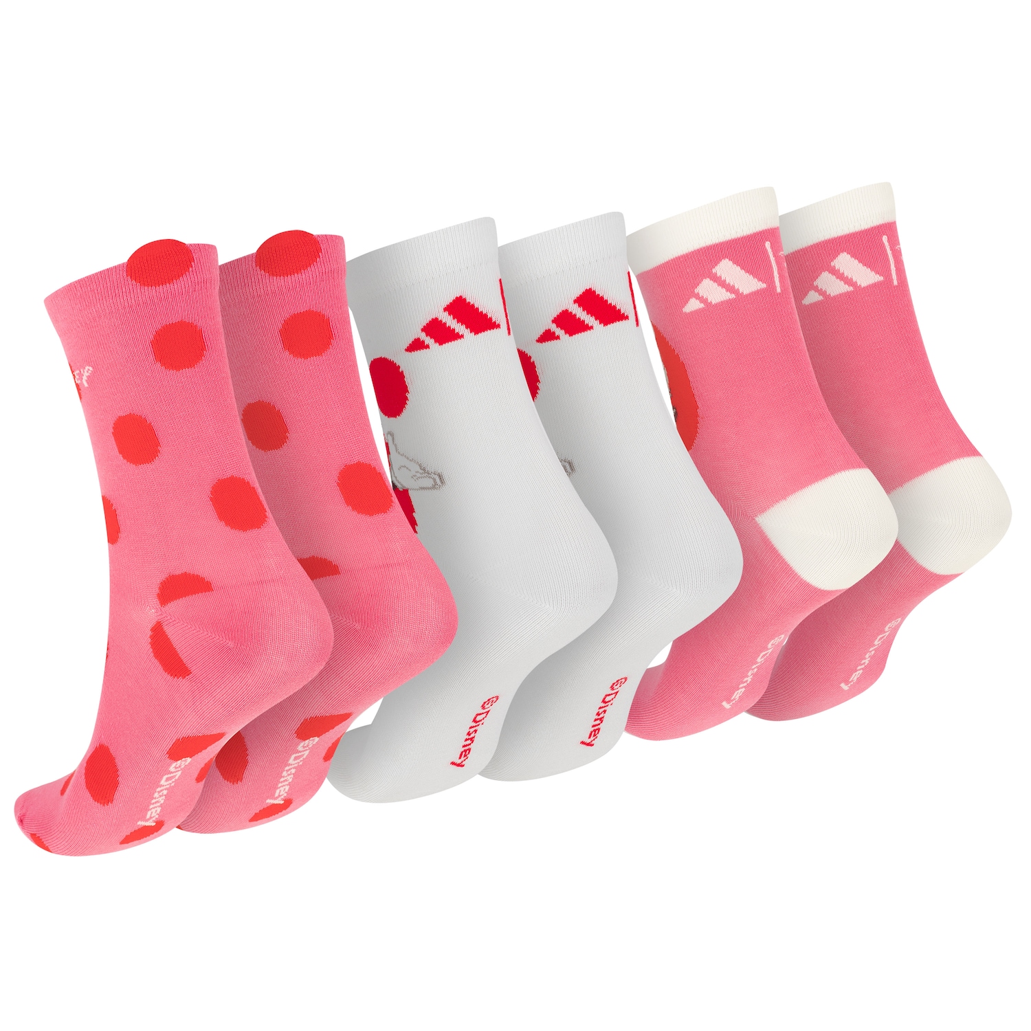 Kit de Meias adidas x Disney Minnie Cano Médio Infantil 3 pares - Foto 2
