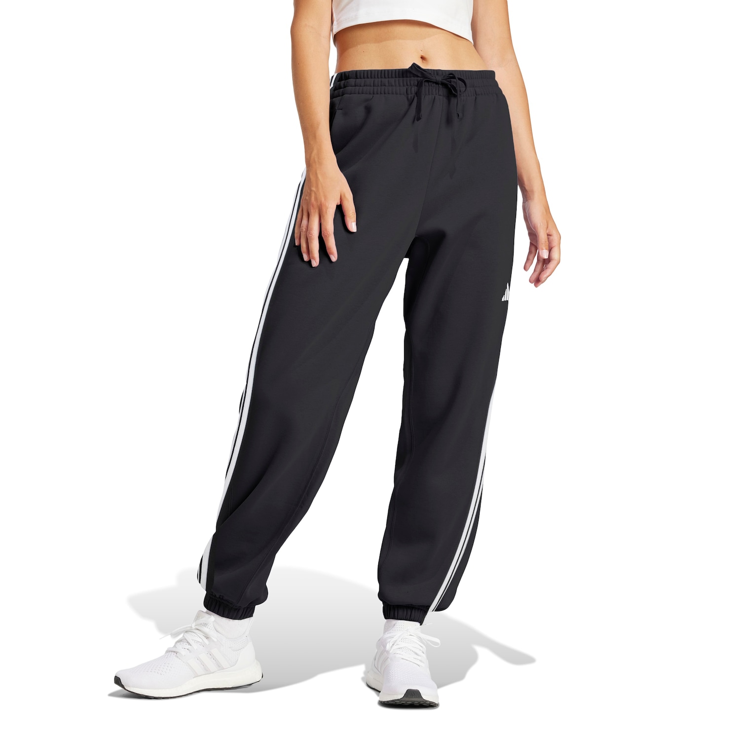 Calça Feminina adidas Essentials French Terry Cuffed 3 listras - Foto 1