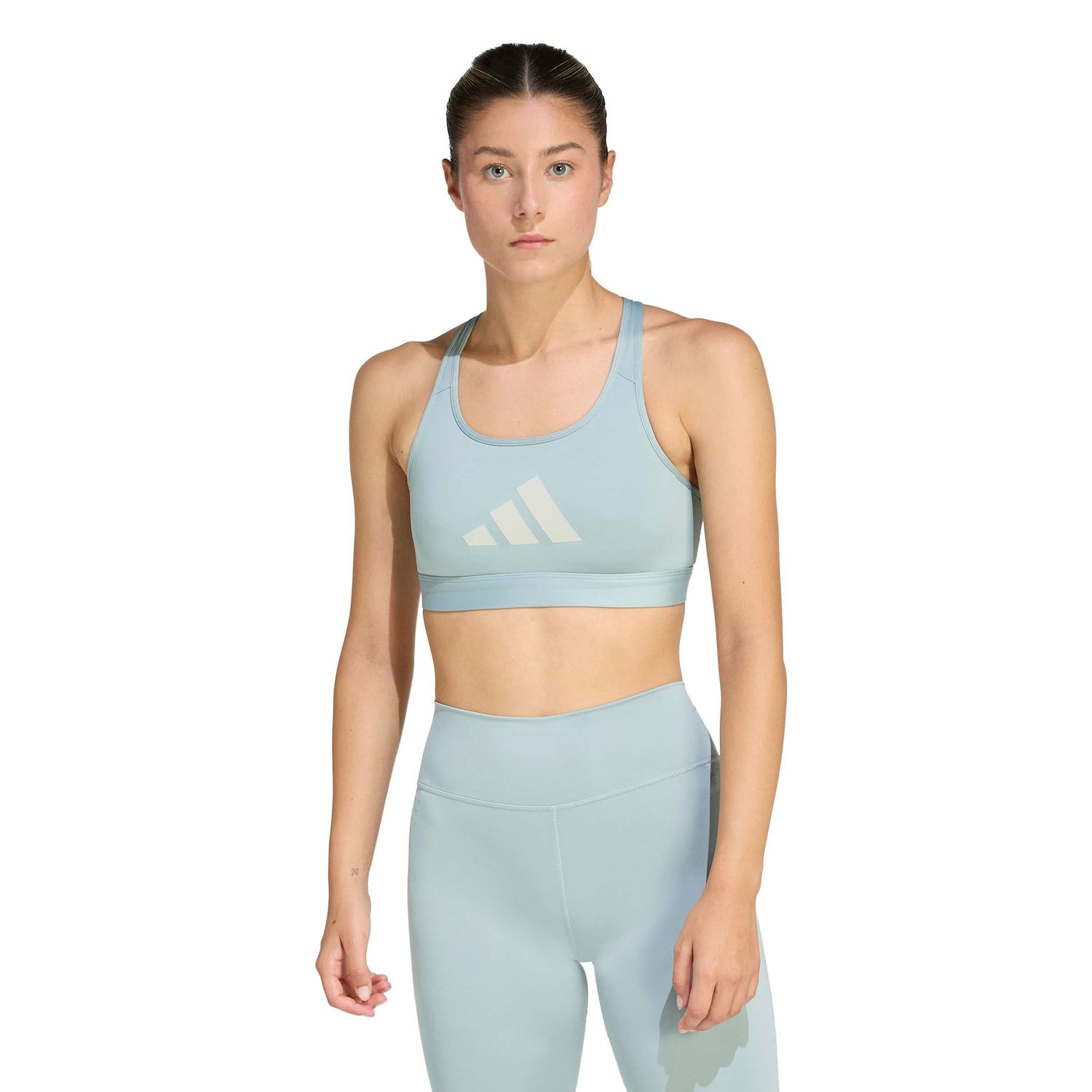 Top Fitness sem Bojo adidas Média Sustentação Powerreact Big Logo Adulto - Foto 1