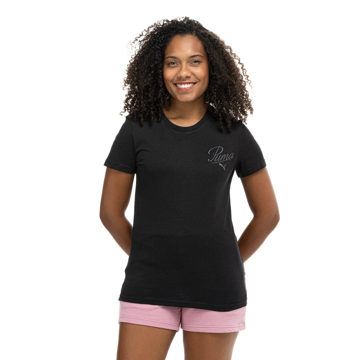 Camiseta Feminina Puma Manga Curta ESS Script - Foto 2