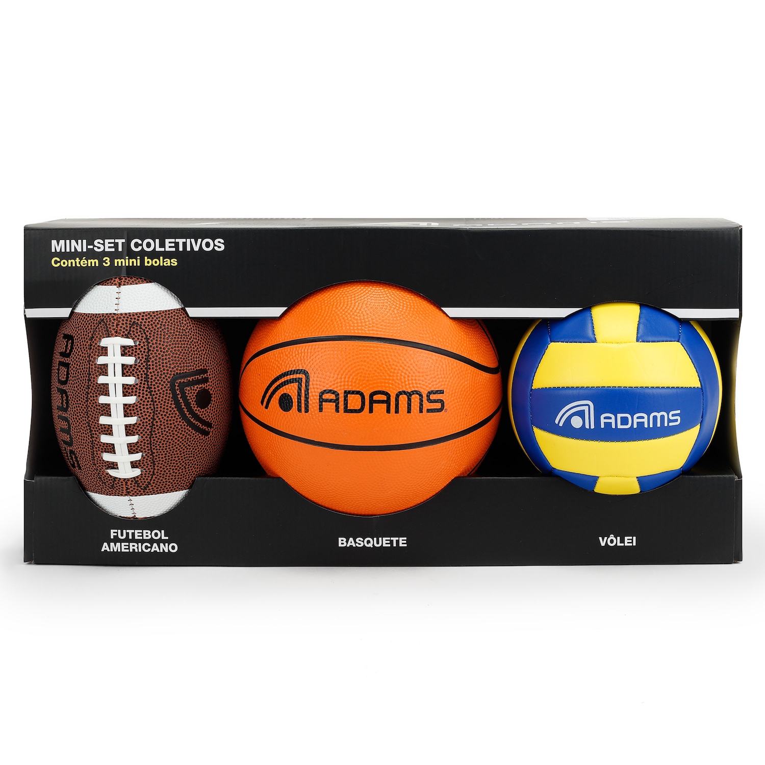 Kit Mini Bolas Esportivas Adams com 3 Unidades – Basquete, Futebol Americano e Vôlei - Foto 2