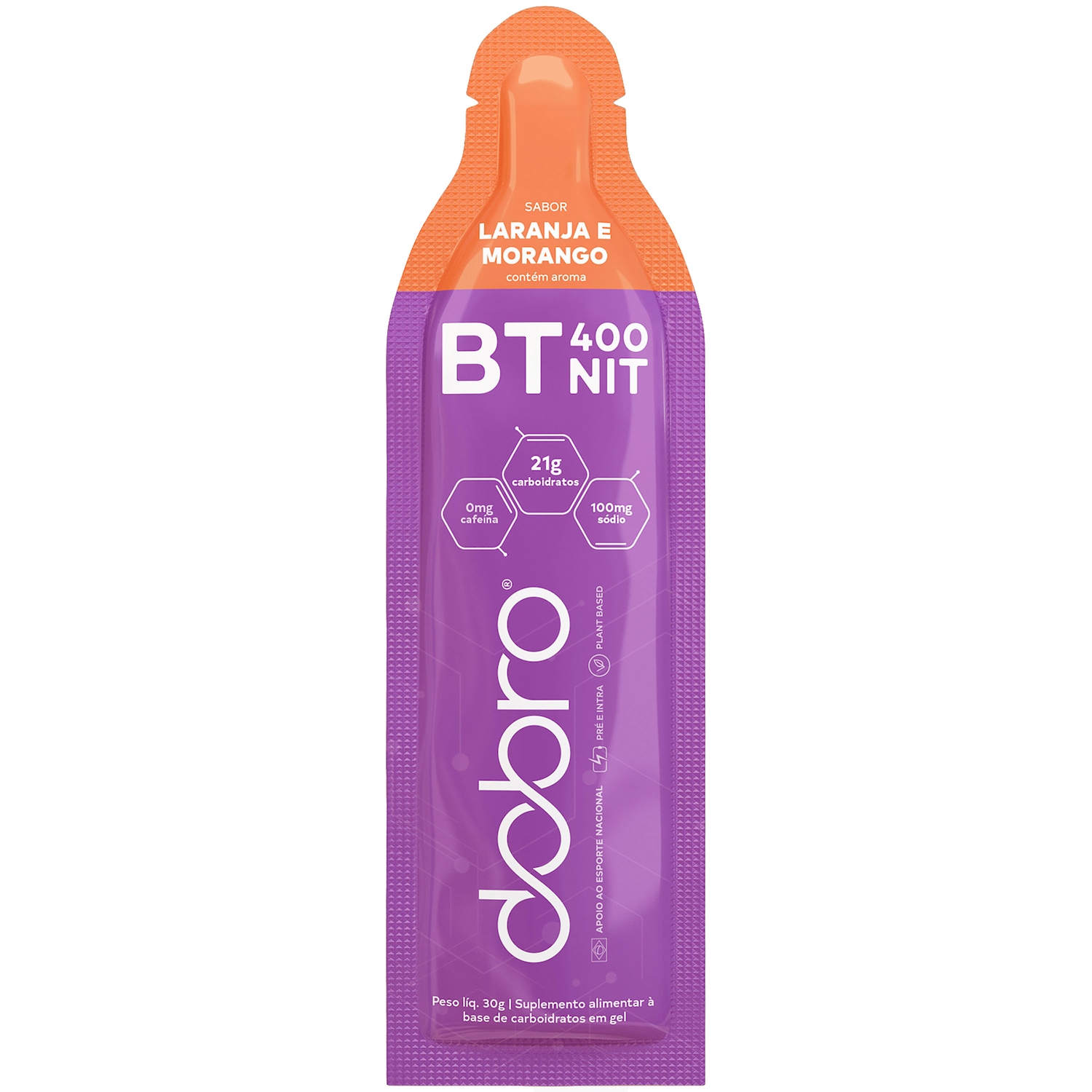Suplemento Pré-Treino BT Nitrato Gel Dobro 30g Laranja e Morango - Foto 1