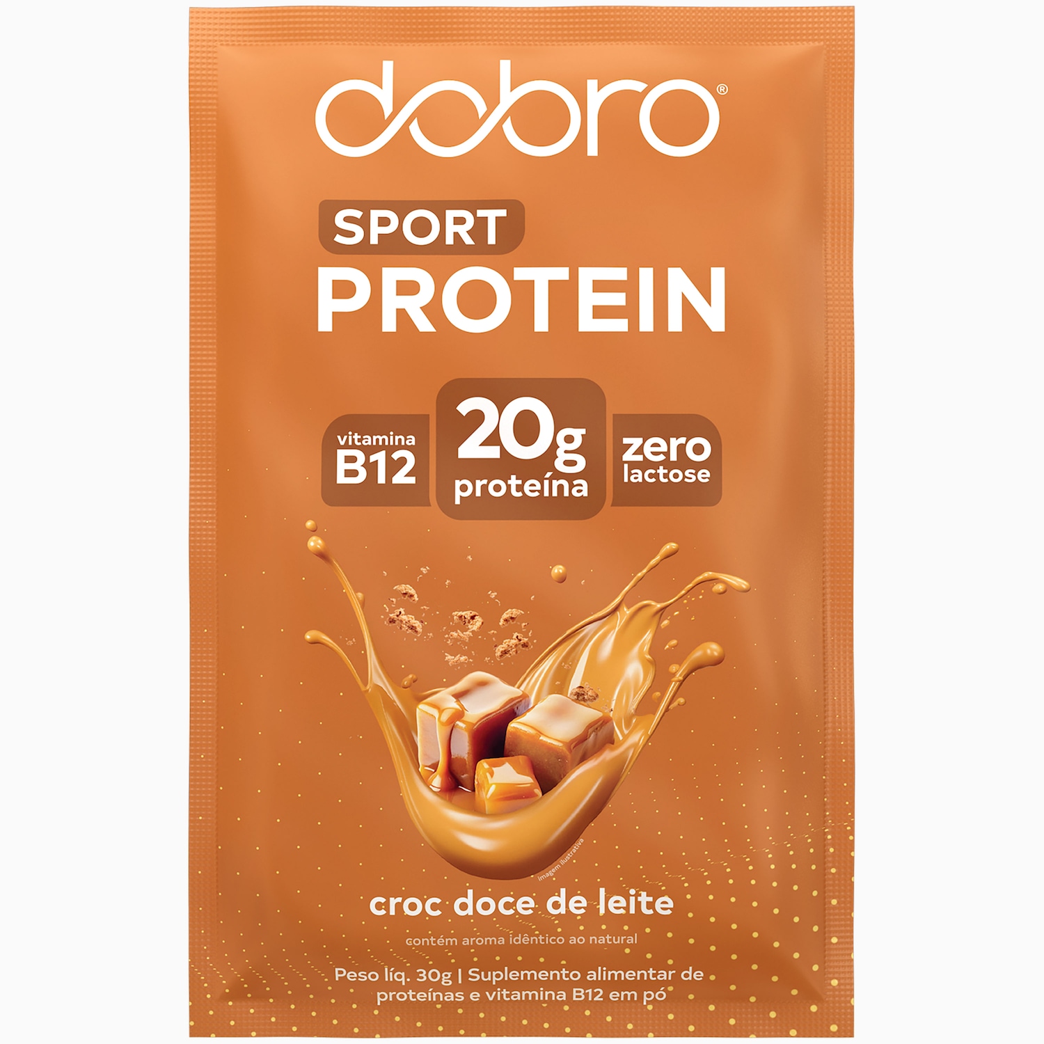 Sachê de Proteína Dobro Croc Sabor Doce de Leite 30g - Foto 1
