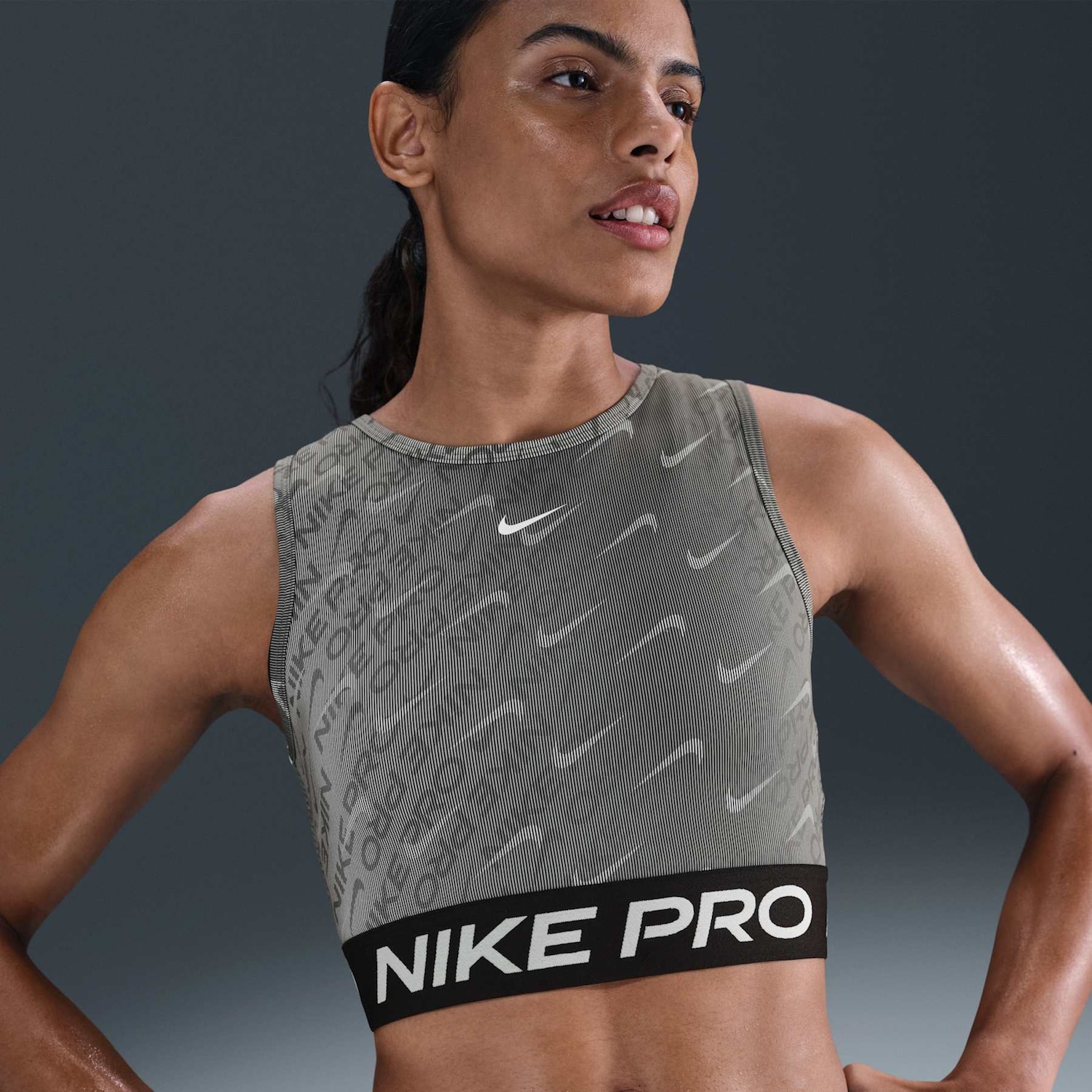 Top Nike Dri-fit Pro Crop Tank All Over Print Adulto - Foto 2