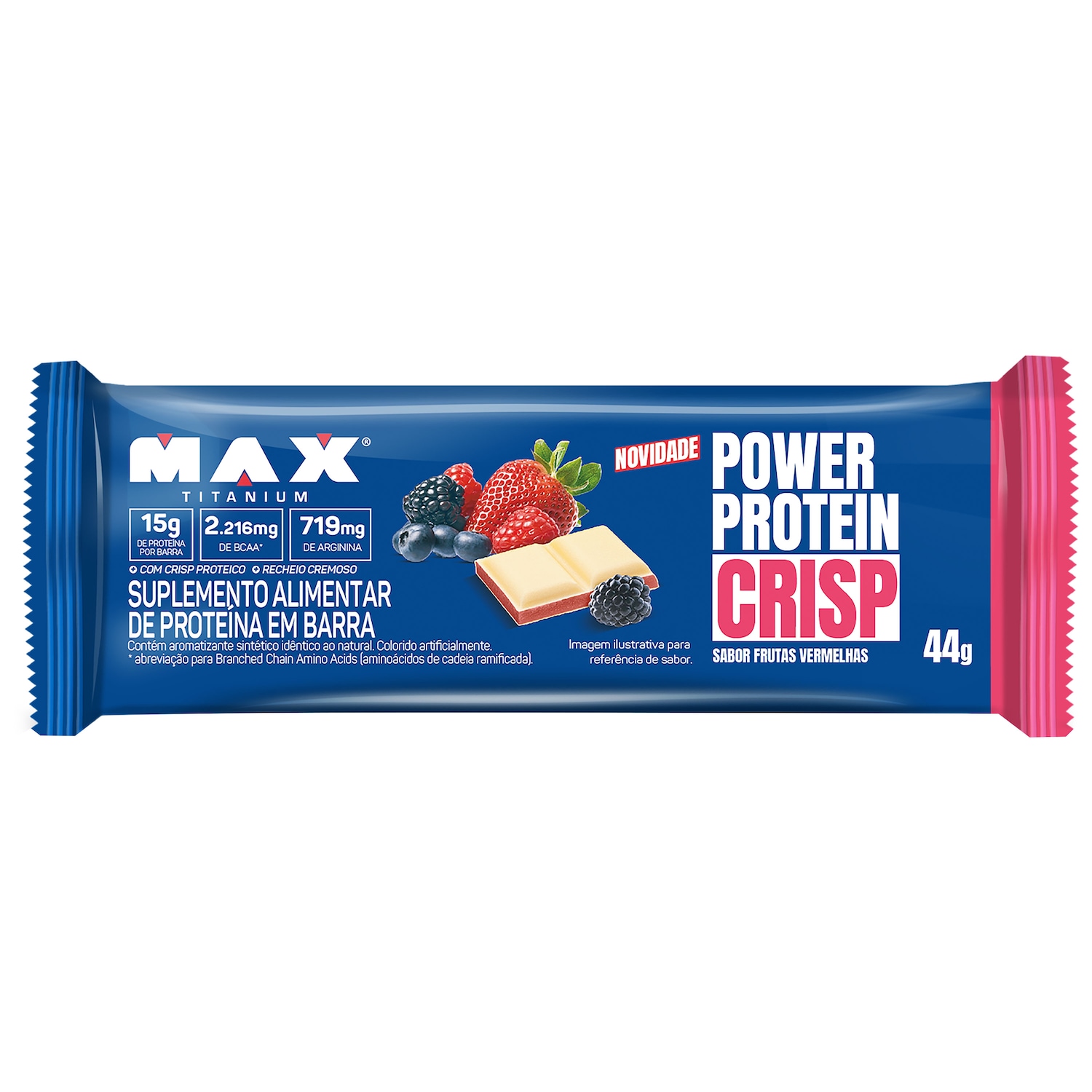 Barra de Proteína Power Protein Crisp Max Titanium Frutas Vermelhas 60g - Foto 1