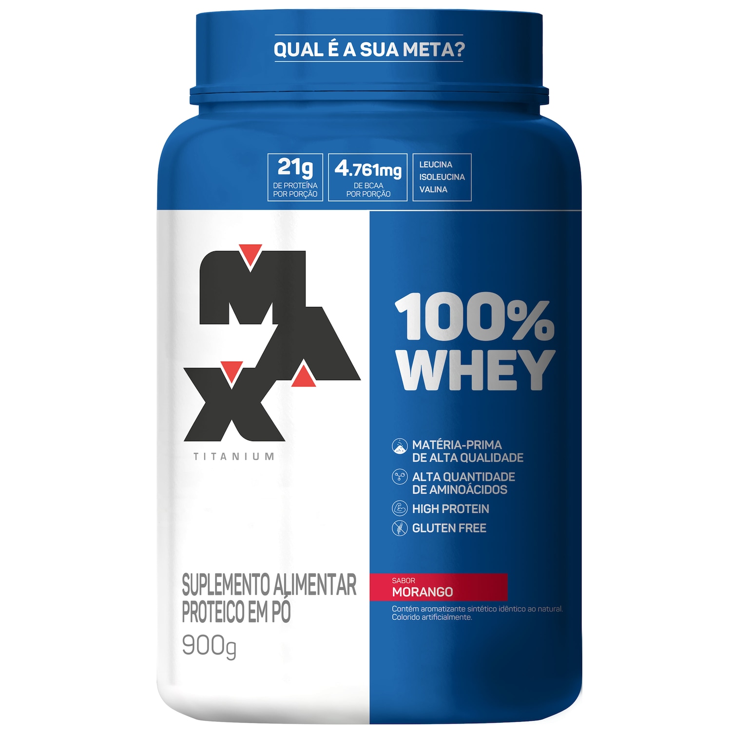 Whey Protein Max Titanium Morango 900g - Foto 1