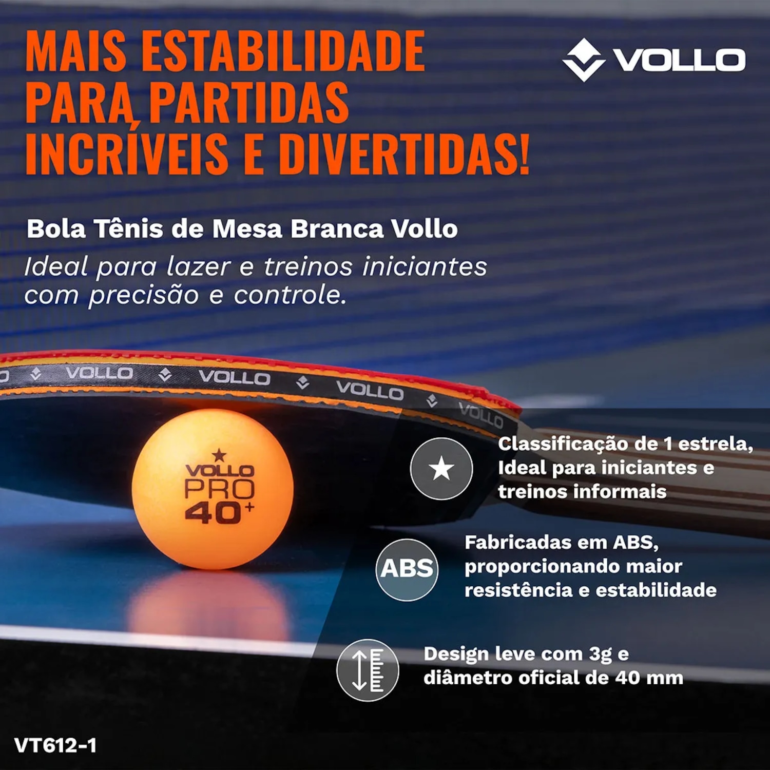 Bolas de Tênis de Mesa Vollo 1 Estrela com 6 Unidades - Foto 3