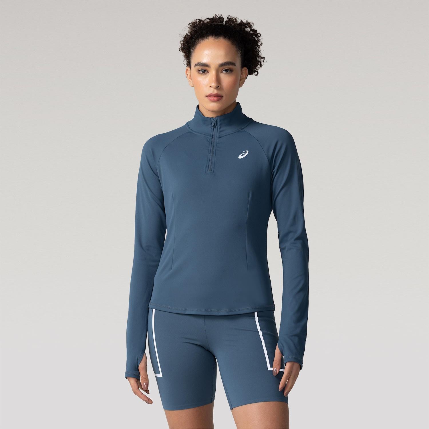 Blusão Asics Meio Zíper Peach Touch Feminino - Foto 1