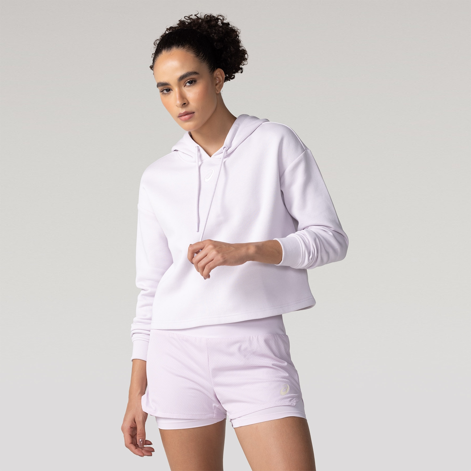 Blusão Asics Cropped com Capuz Fleece Feminino - Foto 1