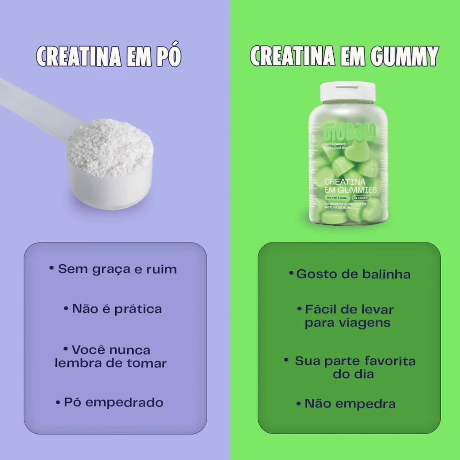 Creatina Guday Maçã Verde 60 Gomas - Foto 3