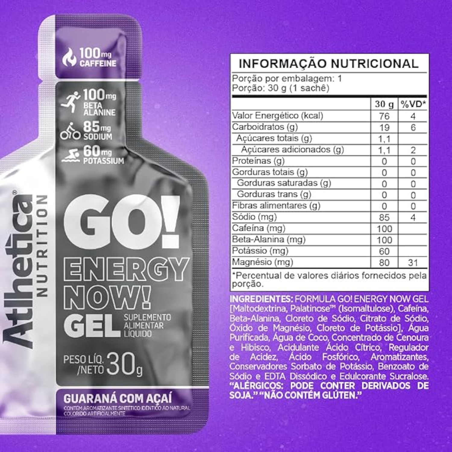 Gel Athletica Go Energy - Guaraná e Açaí - Unidade - Foto 2