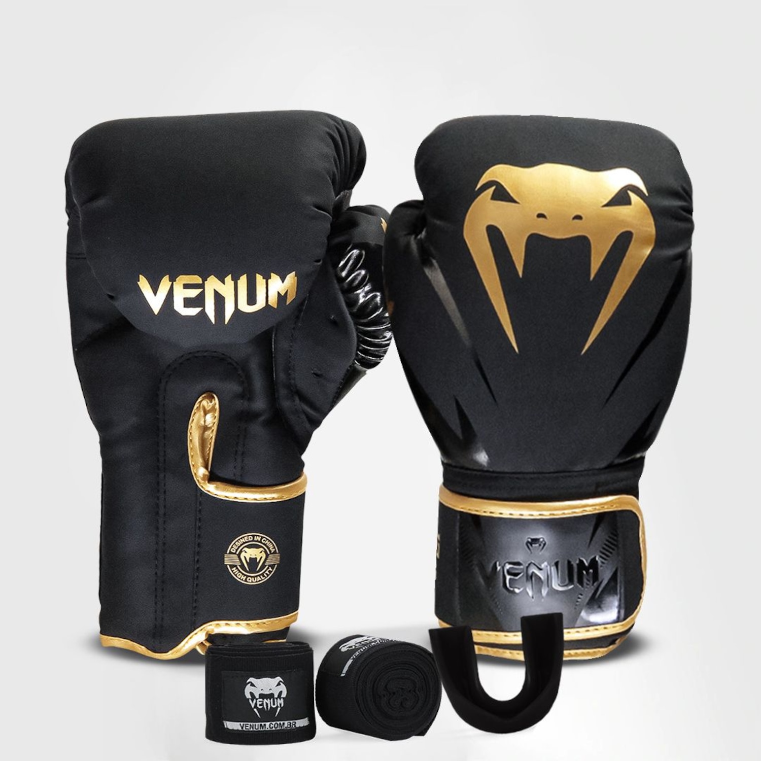 Kit Luvas de Boxe Venum New Impact Evo 12oz + Bandagem + Bocal - Foto 1