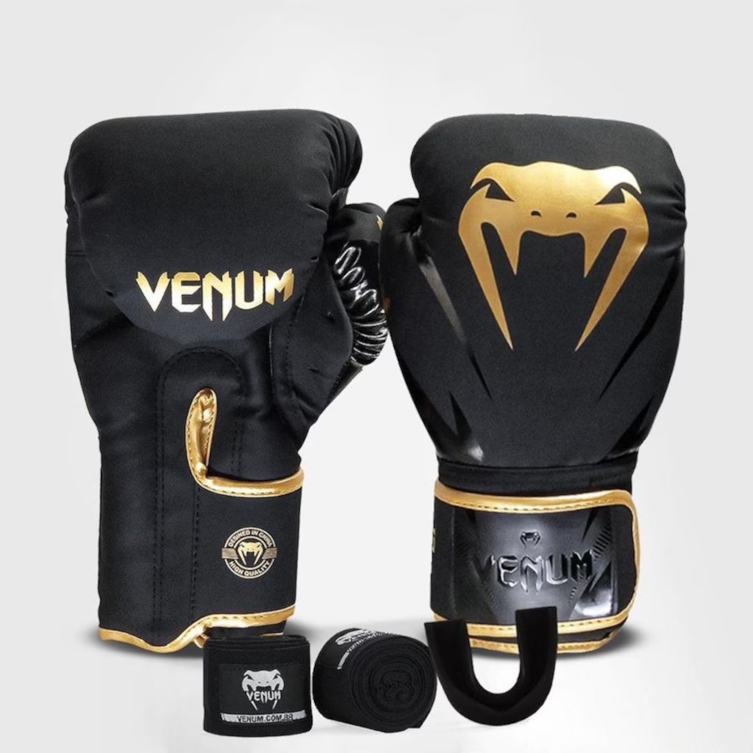 Kit Boxe Muay Thai Venum New Impact Evo com Luva, Bucal e Bandagem - Foto 1