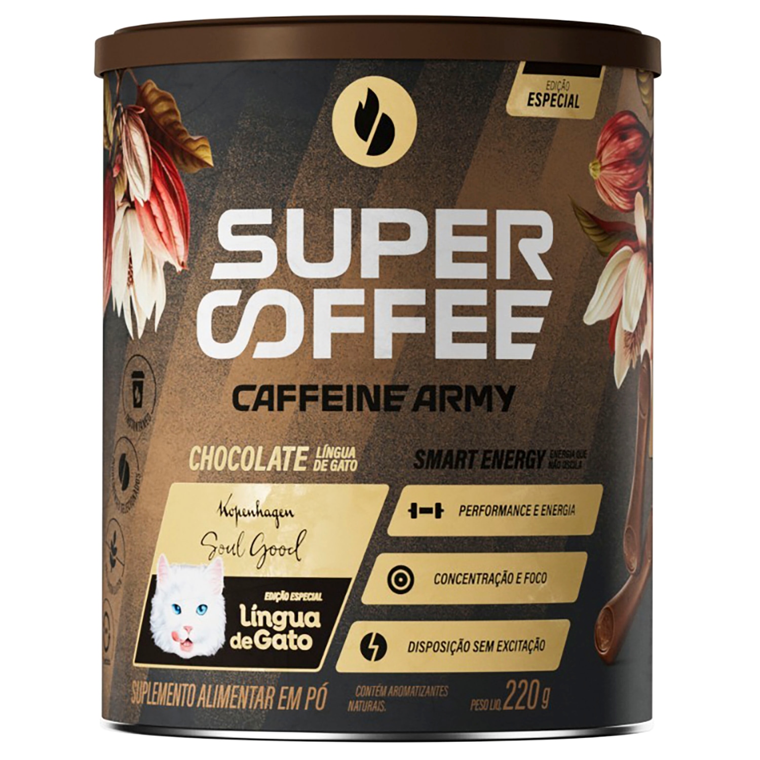 Pré Treino SuperCoffee Chocolate Língua de Gato - 220g - Foto 1