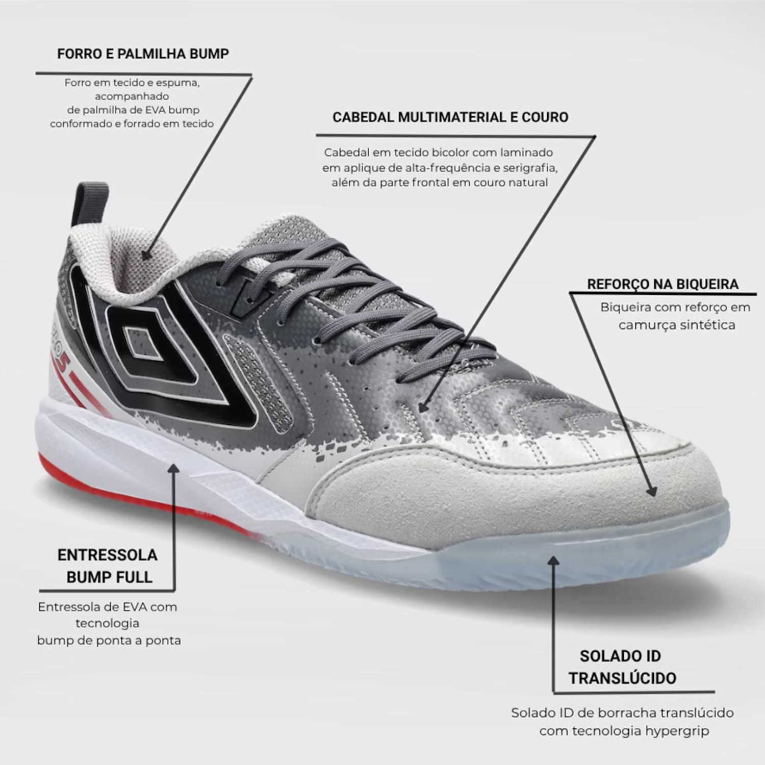 Chuteira Futsal Adulto Umbro Pro 5 Bump Shark - Foto 3