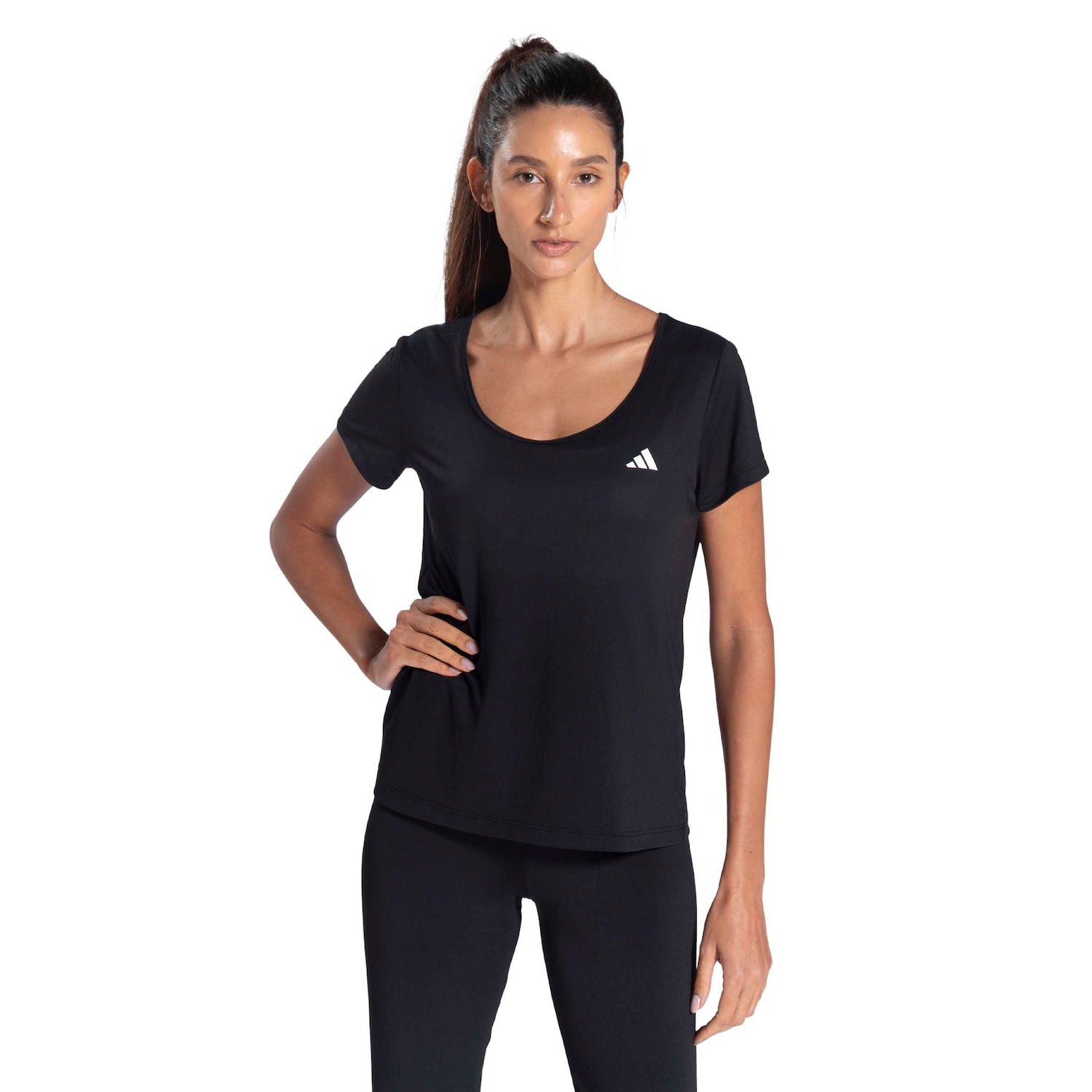 Camiseta Ess Polyamide Cutout adidas Feminino - Foto 1