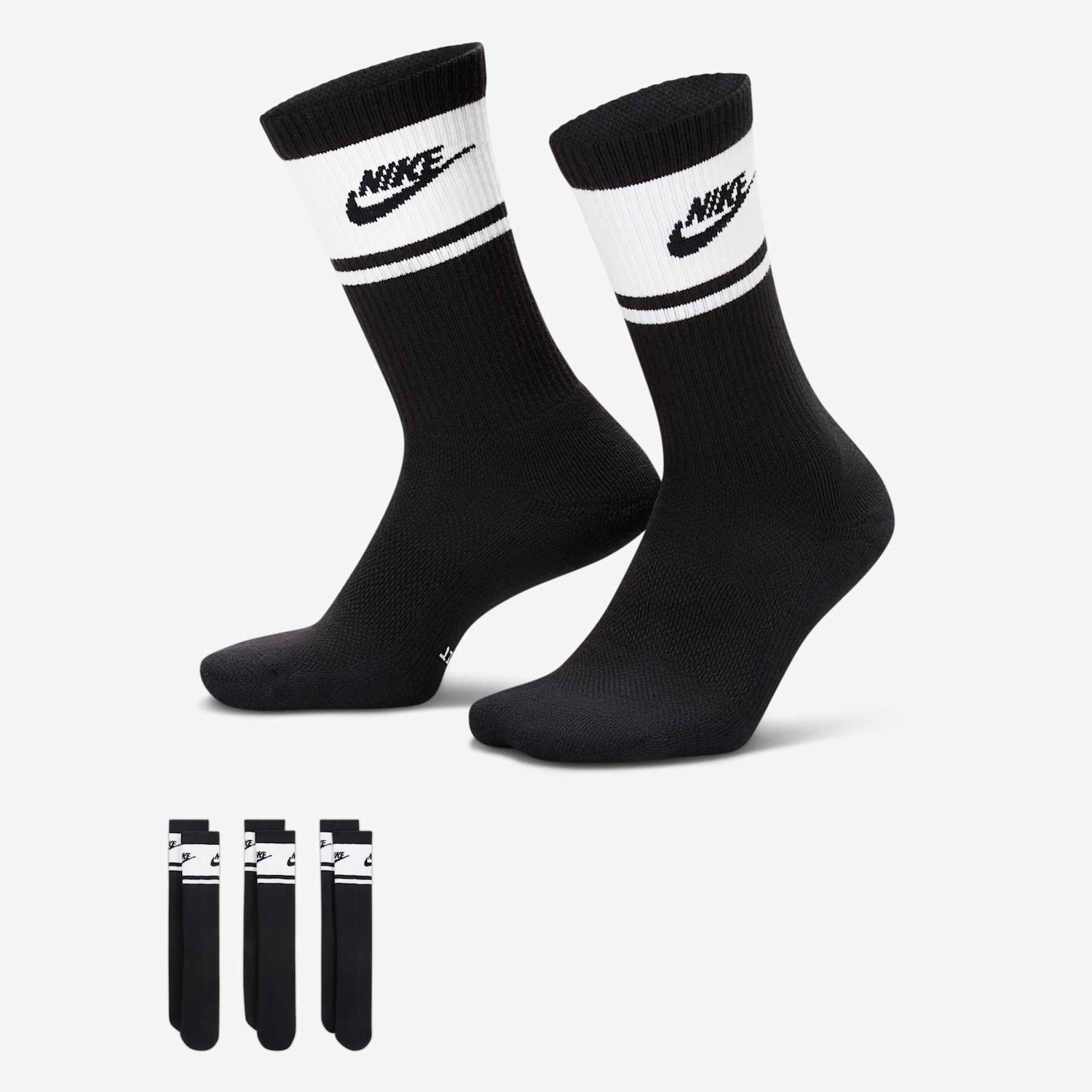 Meia Nike Everyday Elevated Cano Médio 3 Pares - Foto 1