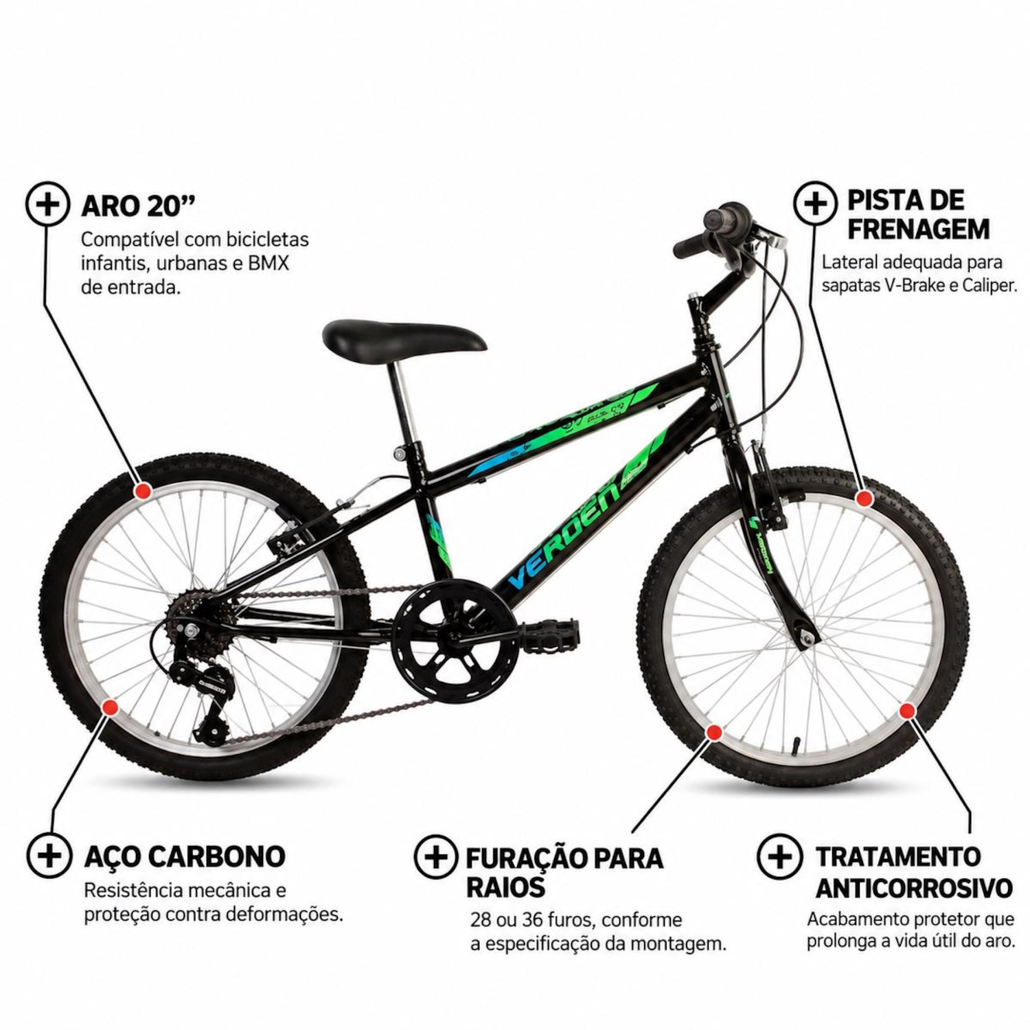 Bicicleta Aro 20 Verden Bic Folks R1 V7 - Foto 3