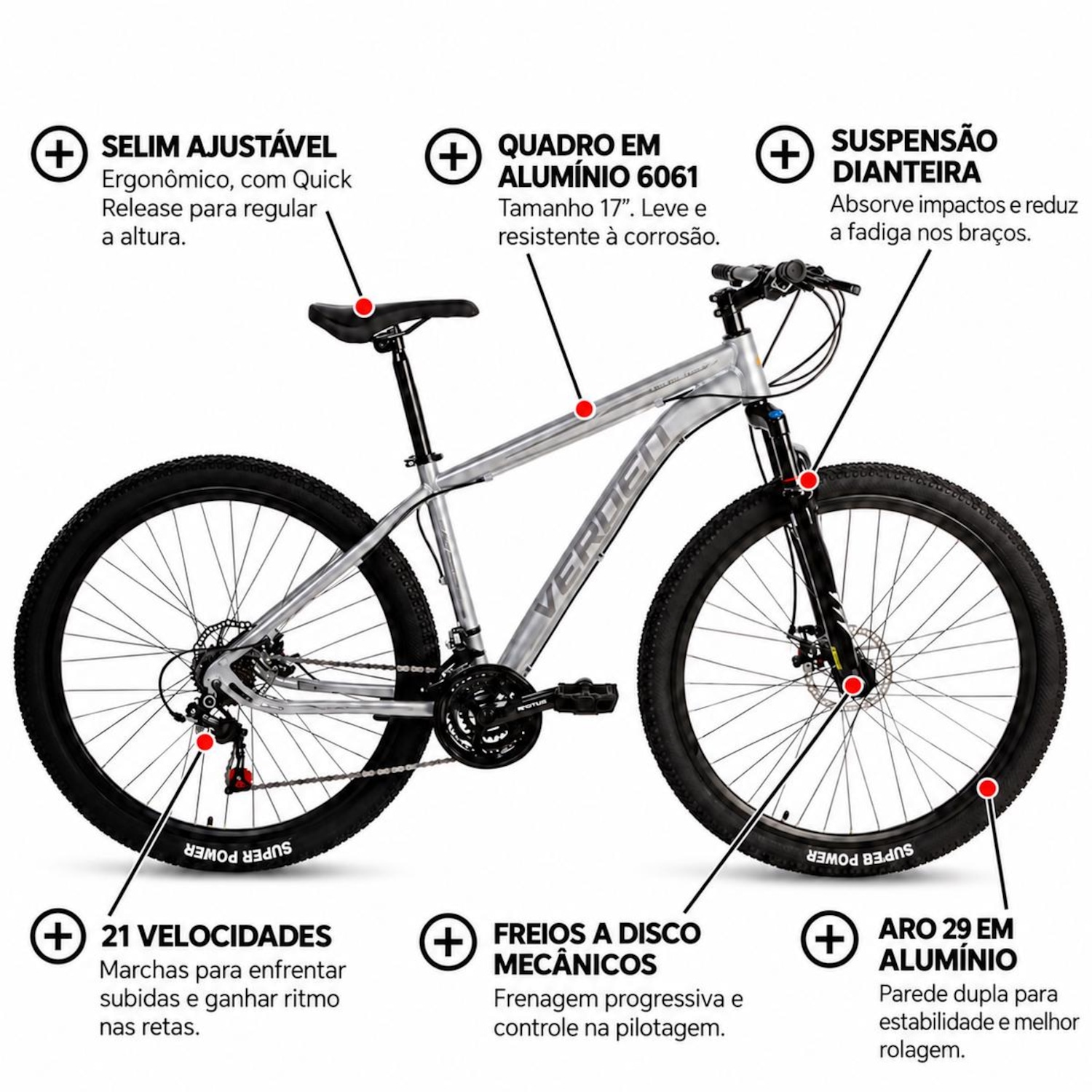 Bicicleta Aro 29 Verden Challenge V21 T17 - Foto 3