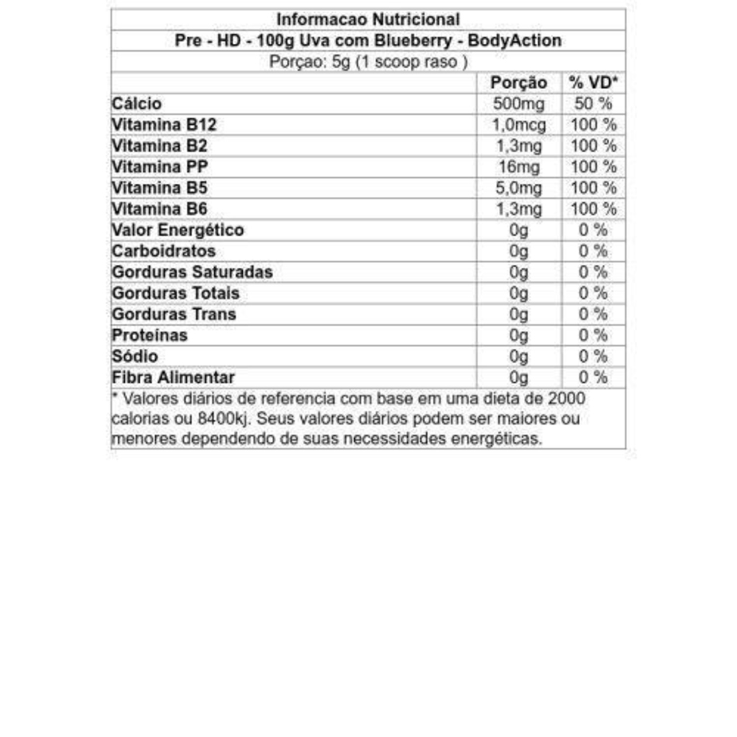 Pré-Treino Body Action Pre - HD - Uva com Blueberry -  100g - Foto 3