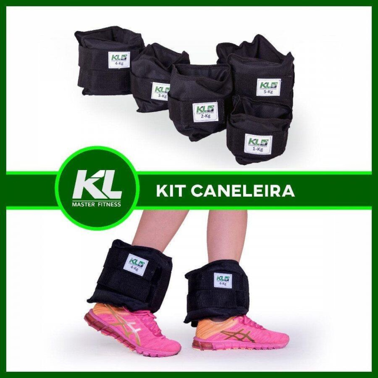 Kit Caneleira Tornozeleira de Peso 2kg 3kg 4kg 5kg Fixa - Foto 1