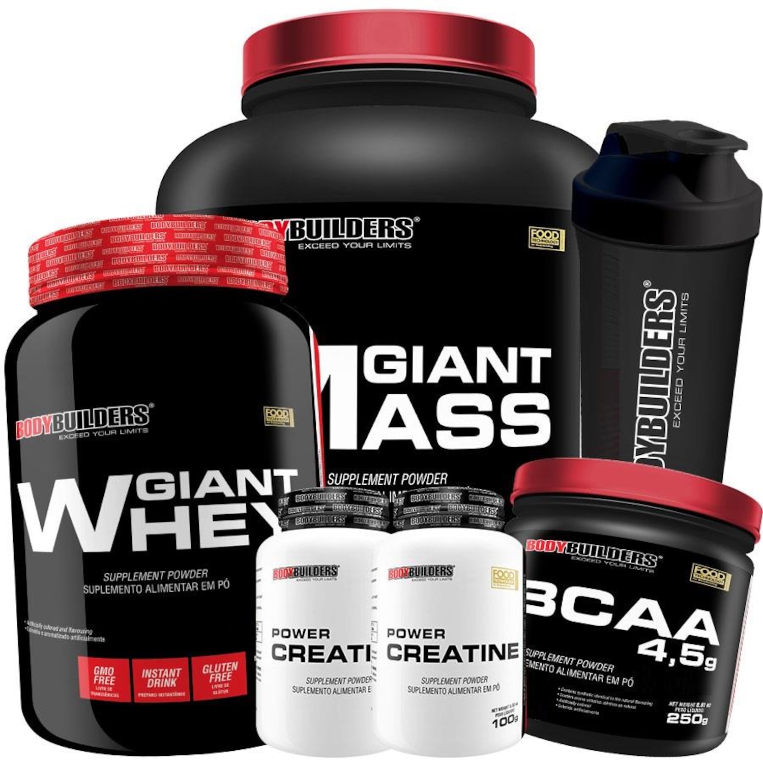 Kit Hipercalórico Bodybuilders - Baunilha - 3Kg + Whey Protein + Bcaa + Creatina + Coqueteleira - Foto 1