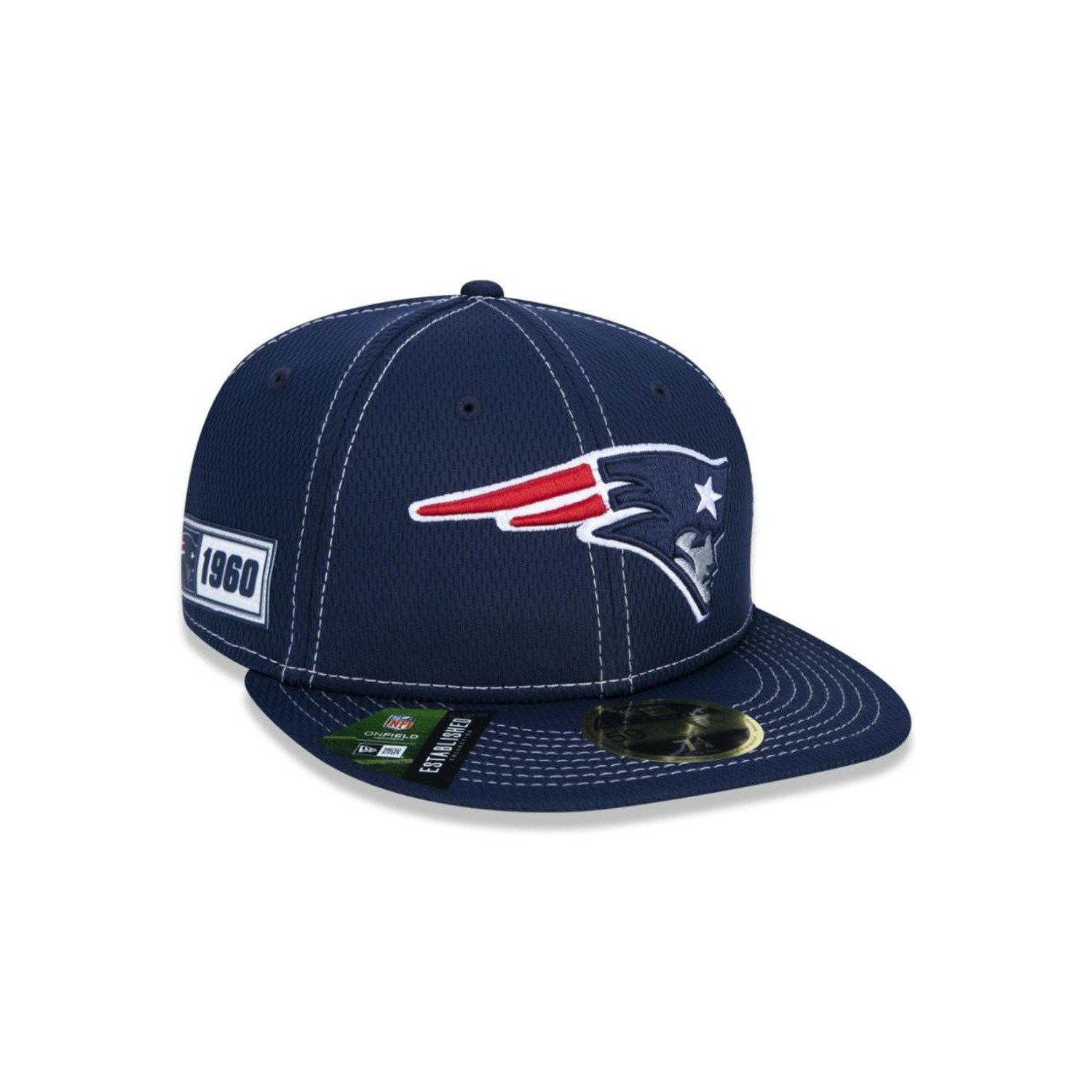Boné Aba Reta New Era 59FIFTY NFL New England Patriots On-Field Coleção Sideline - Fechado - Adulto - Foto 3