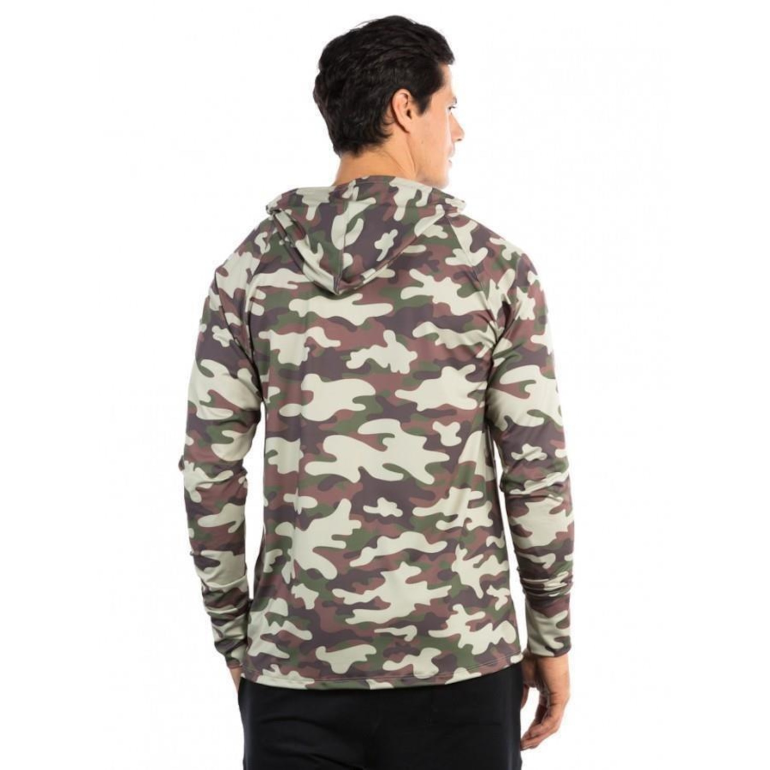 Camiseta Manga Longa UV com Capuz e Encaixe de Dedo Extreme UV Camuflada Militar - Masculina - Foto 2