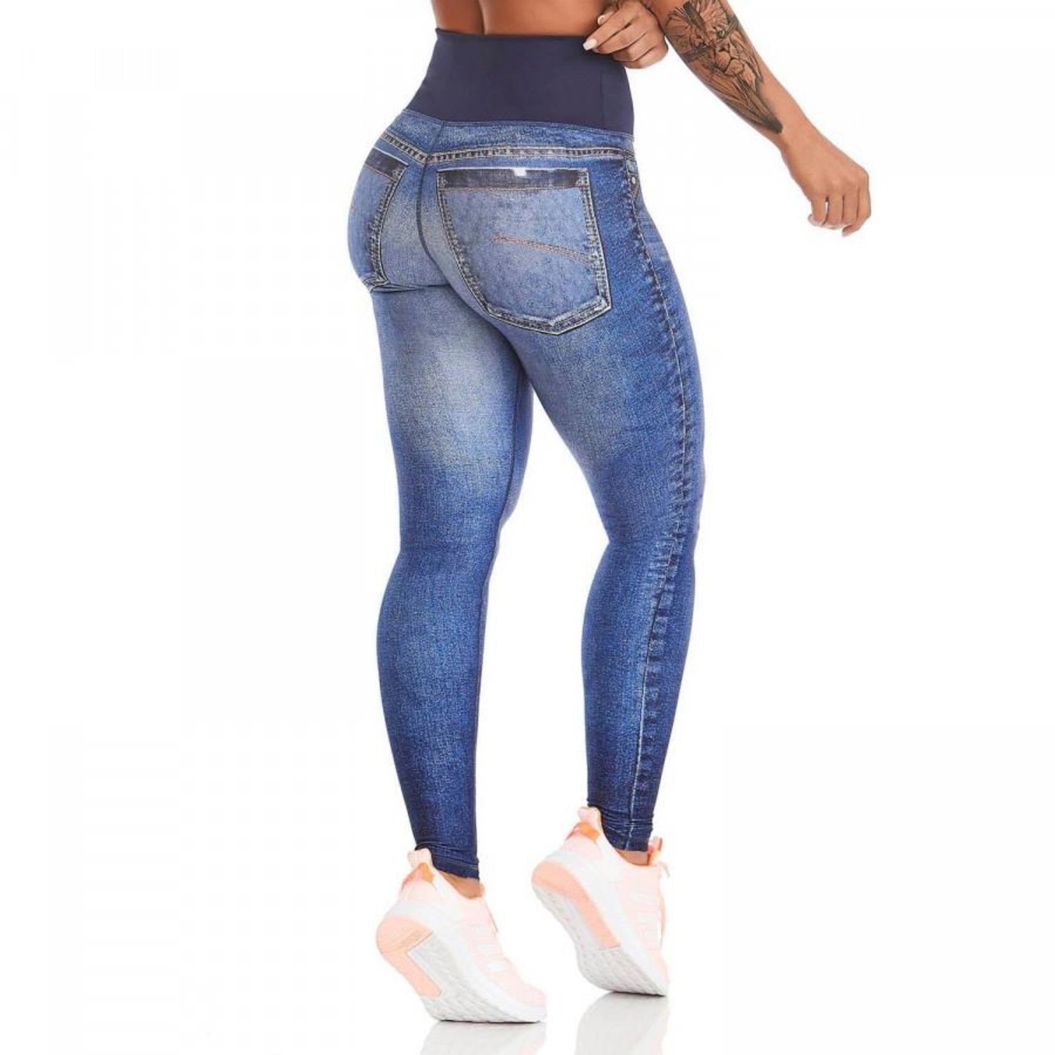 Calça Legging Caju Brasil Jeans Double Face Destroyed - Adulto - Foto 3