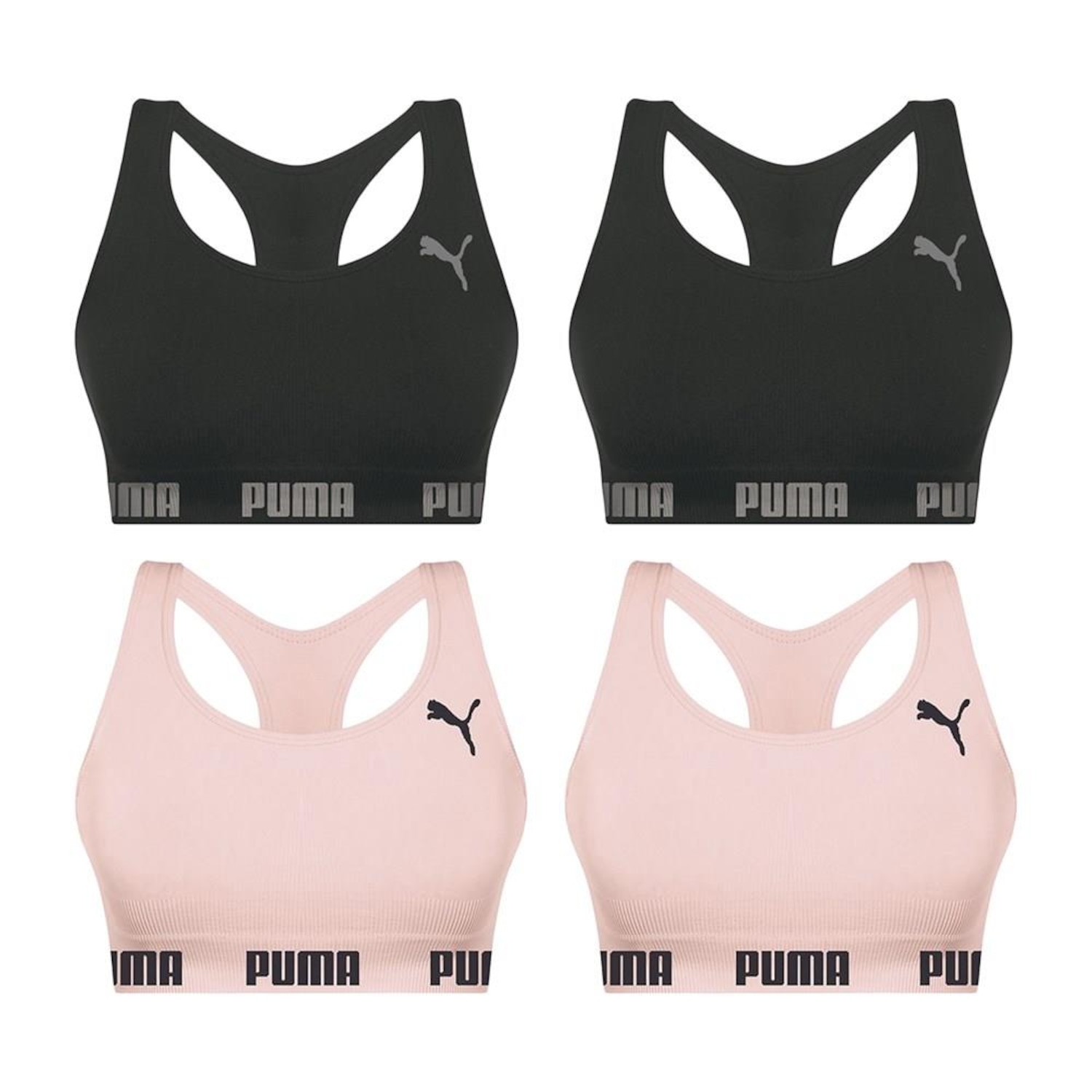 Kit Top Fitness Puma Nadador sem Costura - Feminino - 4 unidades - Foto 1