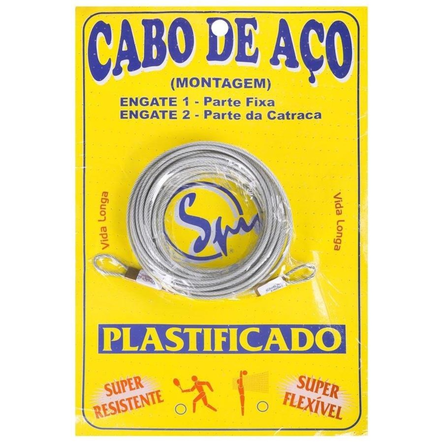 Cabo de Aço para Rede de Tênis Spin Galvanizado e Plastificado - Foto 1