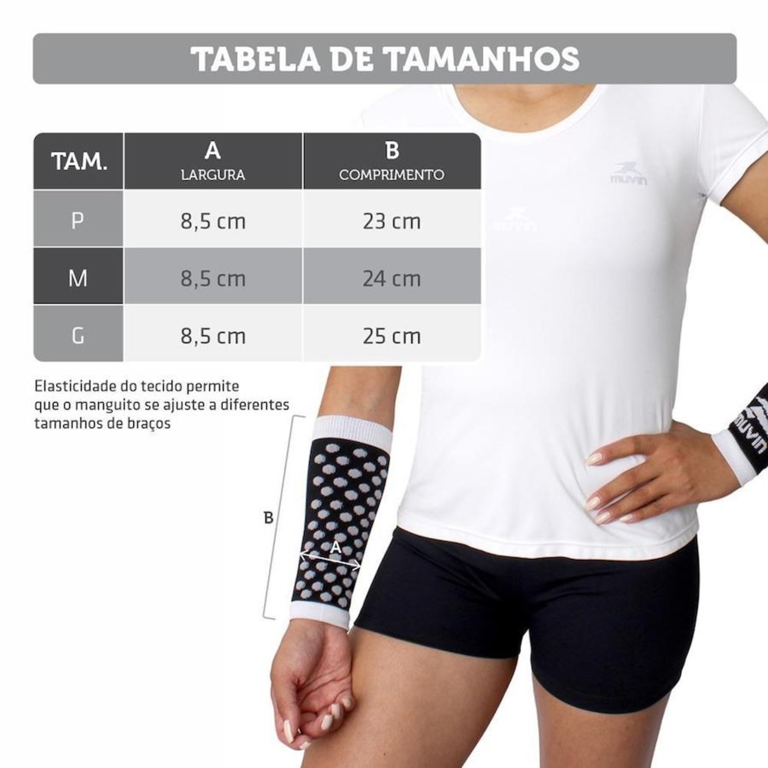 Kit de Manguito Curto Elite Muvin para Voleibol com 2 Pares - Adulto - Foto 3