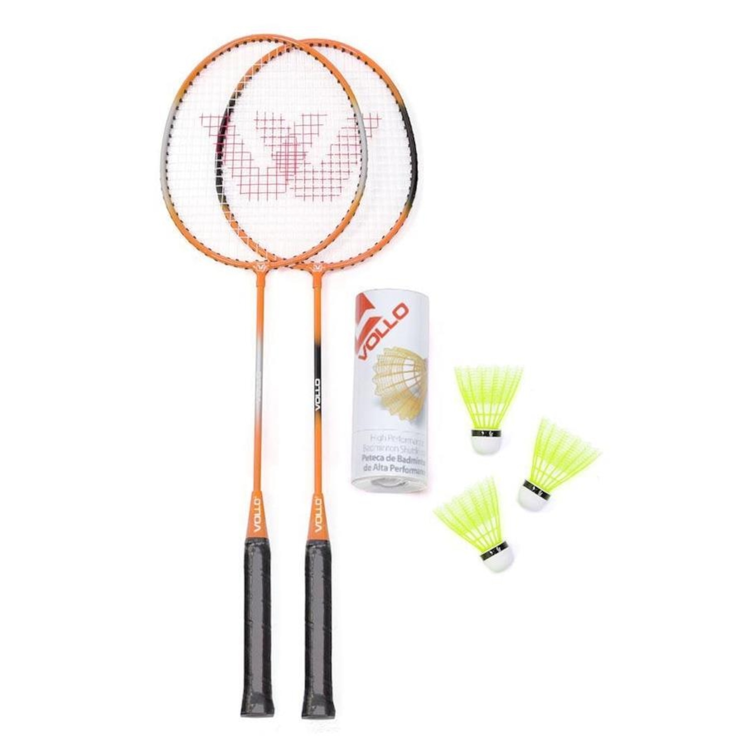 Kit Badminton Vollo: 2 Raquetes + 3 Petecas de Nylon - Foto 1